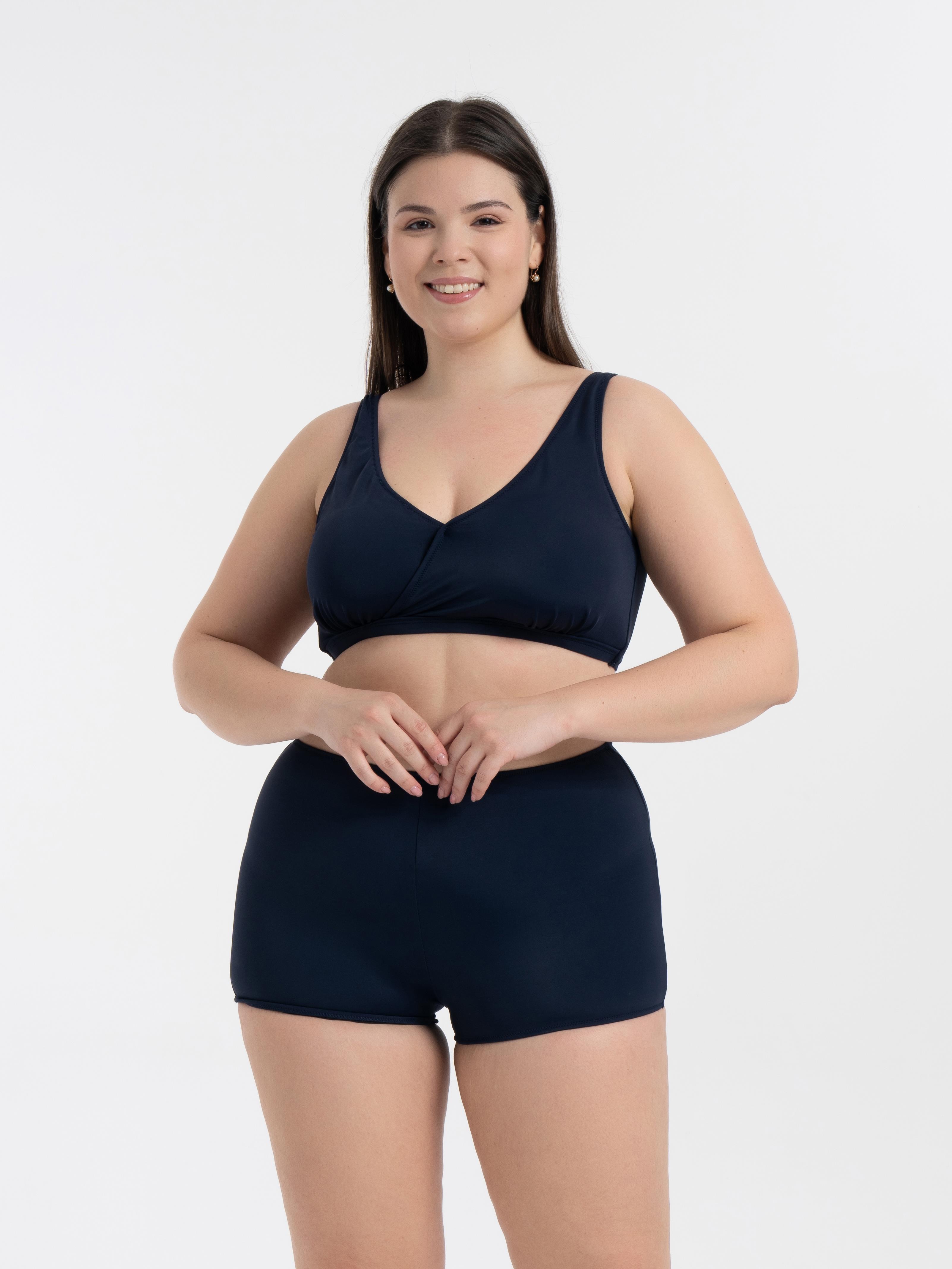 AQUAVİVA Kadın Lacivert Büyük Beden Quinn Kruvaze Detaylı Toparlayıcı Şortlu Bikini Takımı