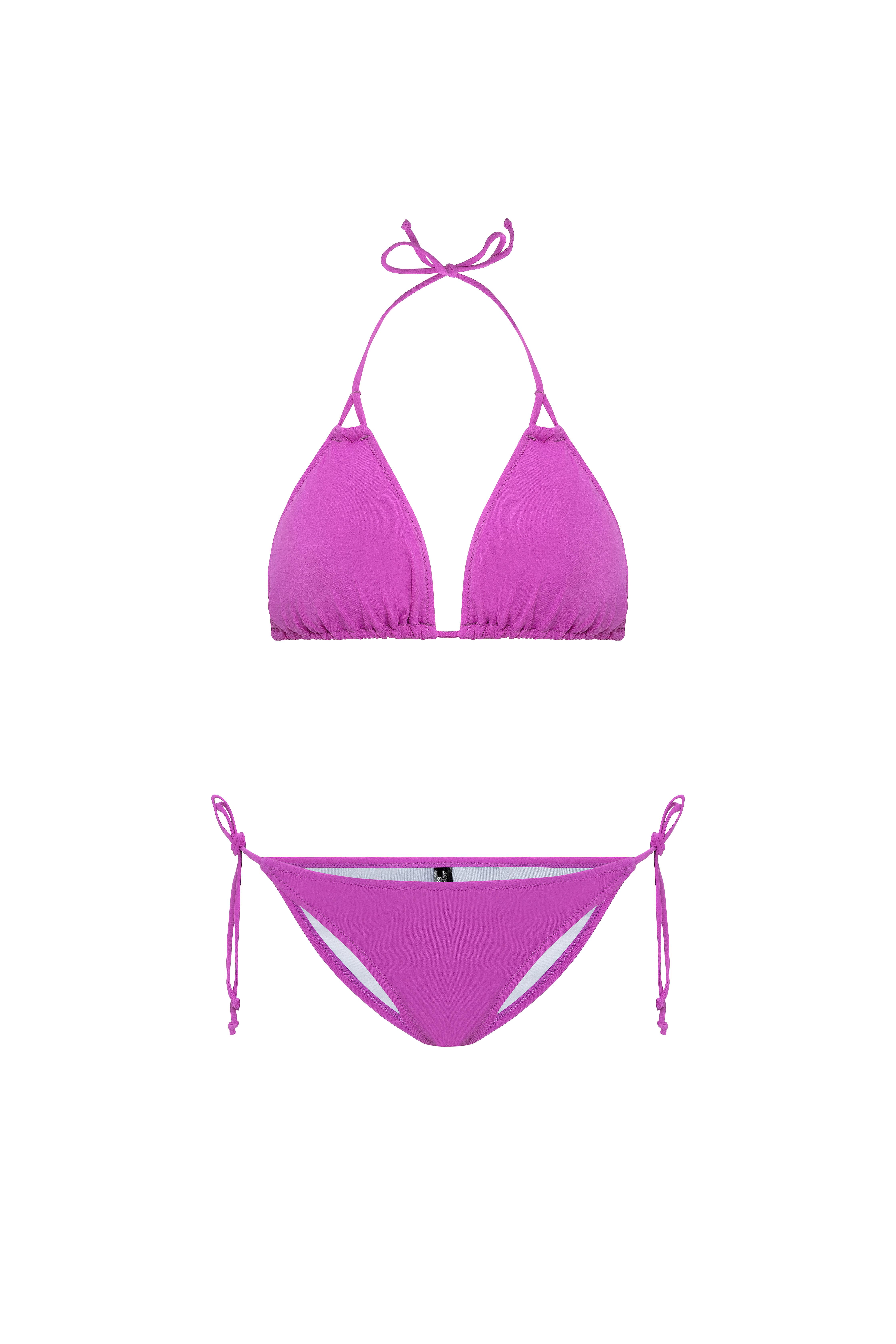 AQUAVİVA Kadın Lila Stella Boyundan Bağlı Yanı İpli Üçgen Bikini Takımı