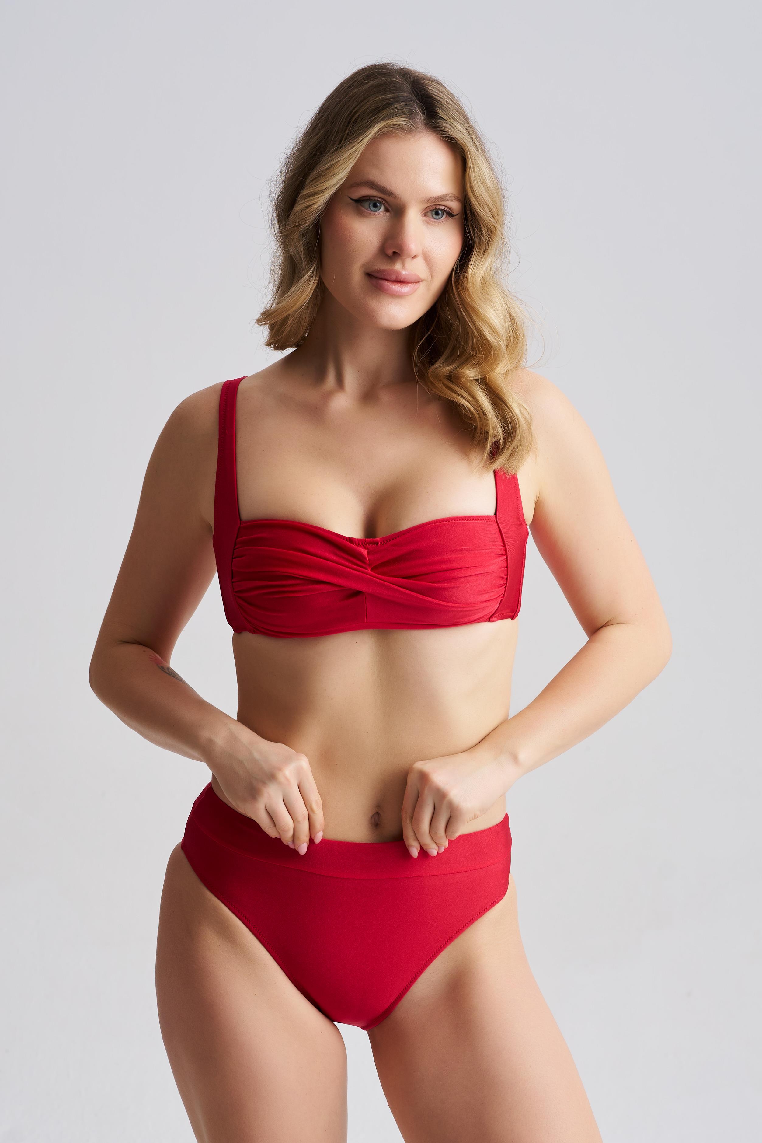 AQUAVİVA Kadın Luna Straplez Askılı Bikini Takımı Kırmızı 