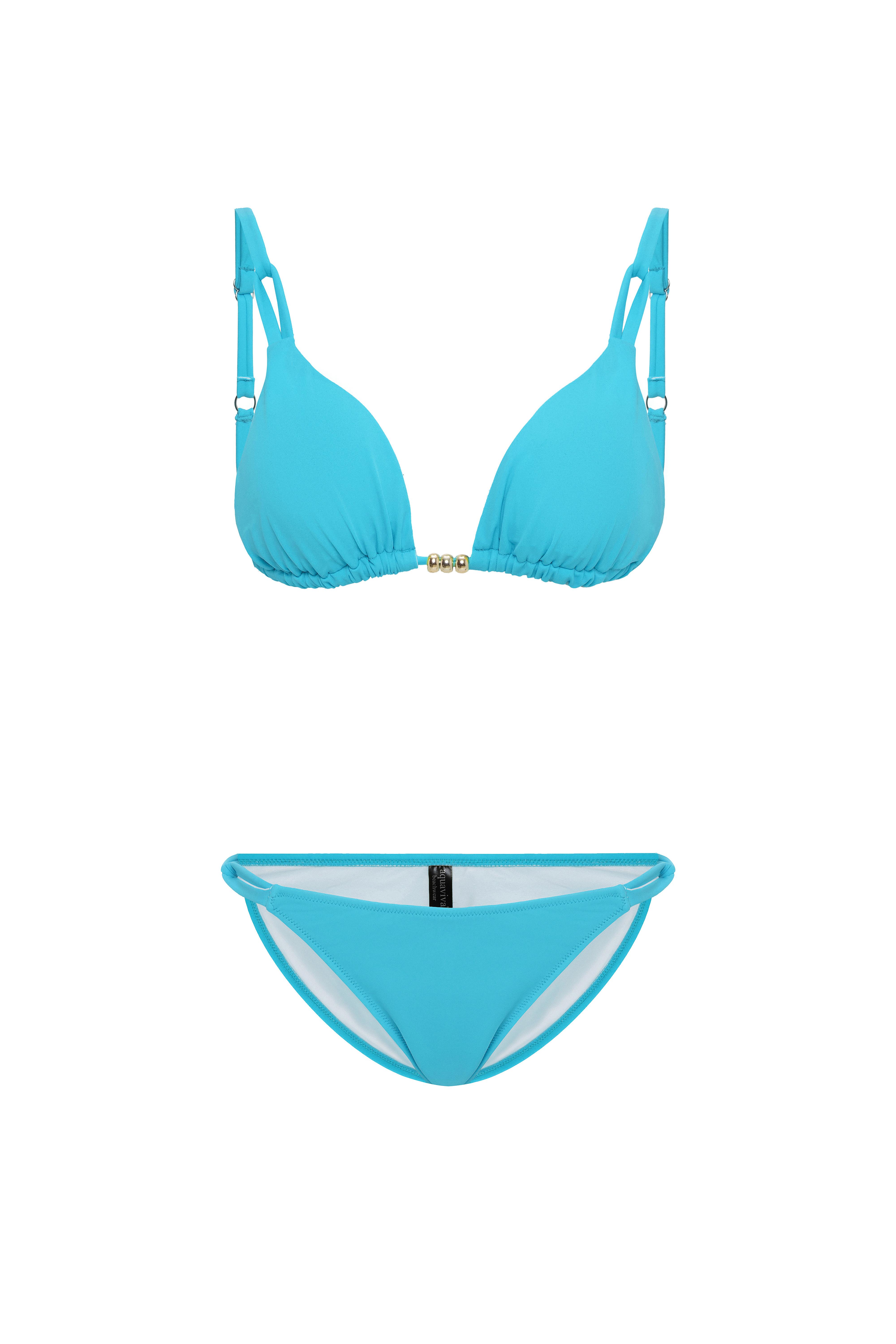AQUAVİVA Kadın  Mavi İzabella Gold Aksesuarlı Üçgen Bikini Takımı