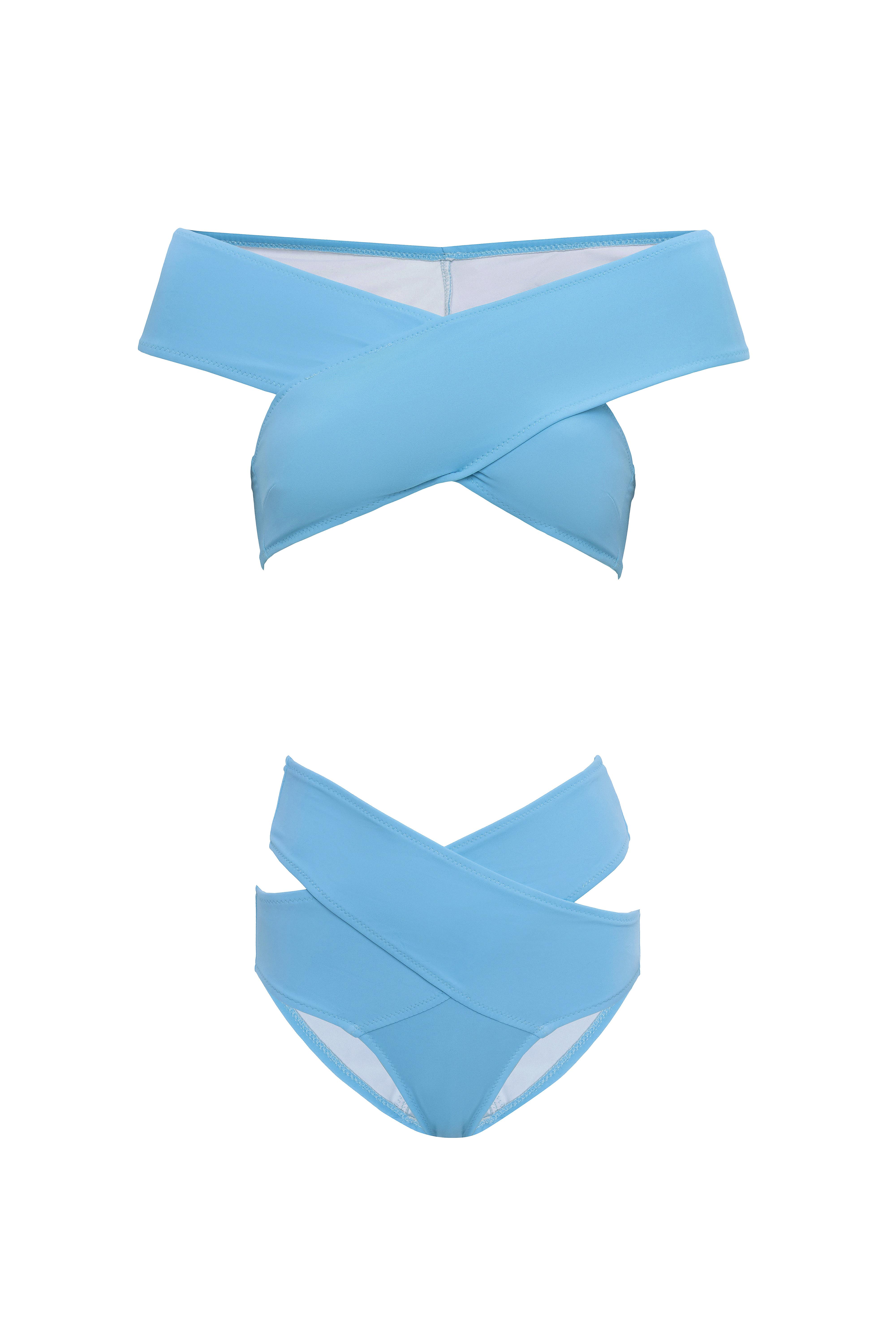 AQUAVİVA Kadın Mavi Shay Çapraz Kombin Bikini Takımı