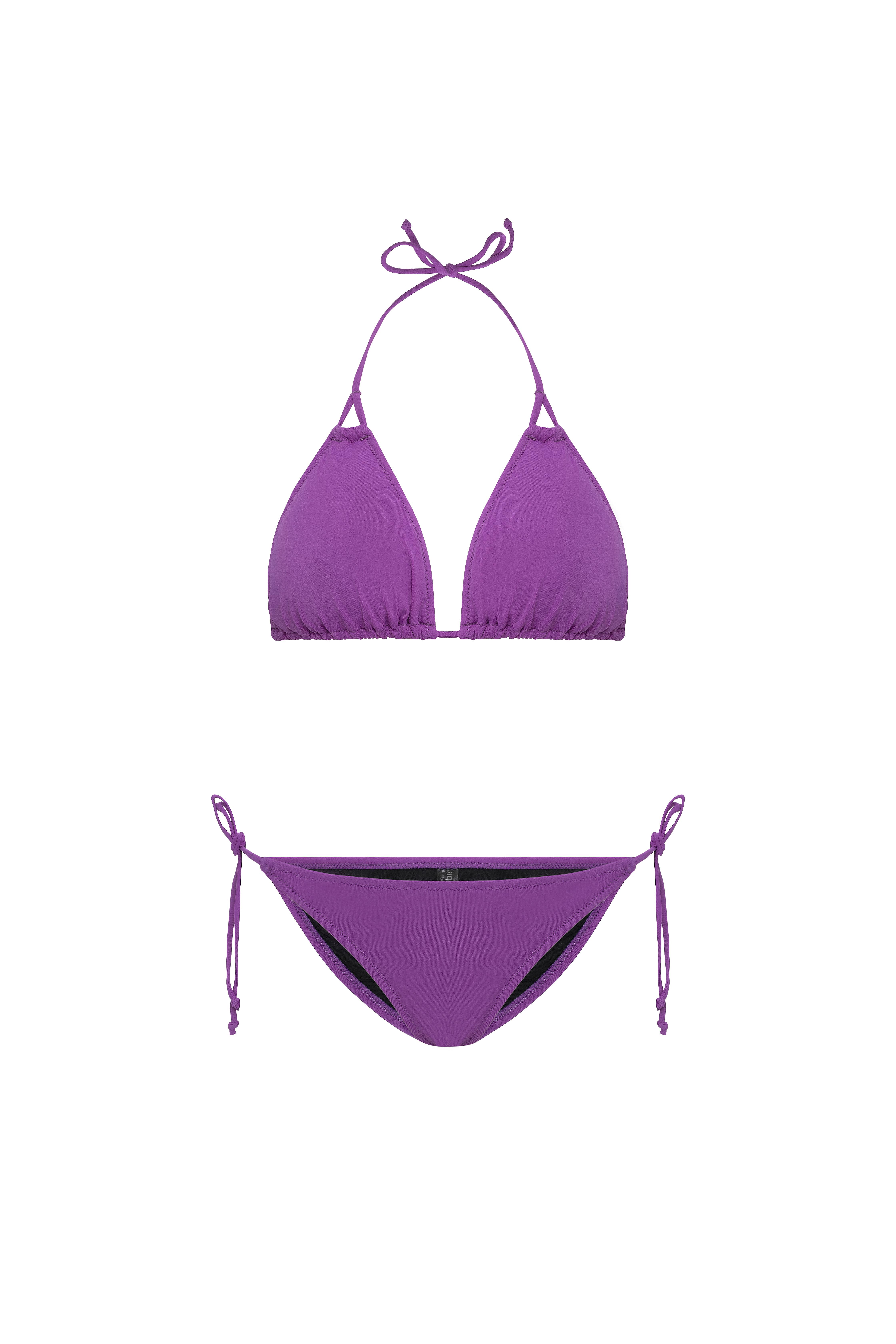 AQUAVİVA Kadın Mor Stella Boyundan Bağlı Yanı İpli Üçgen Bikini Takımı