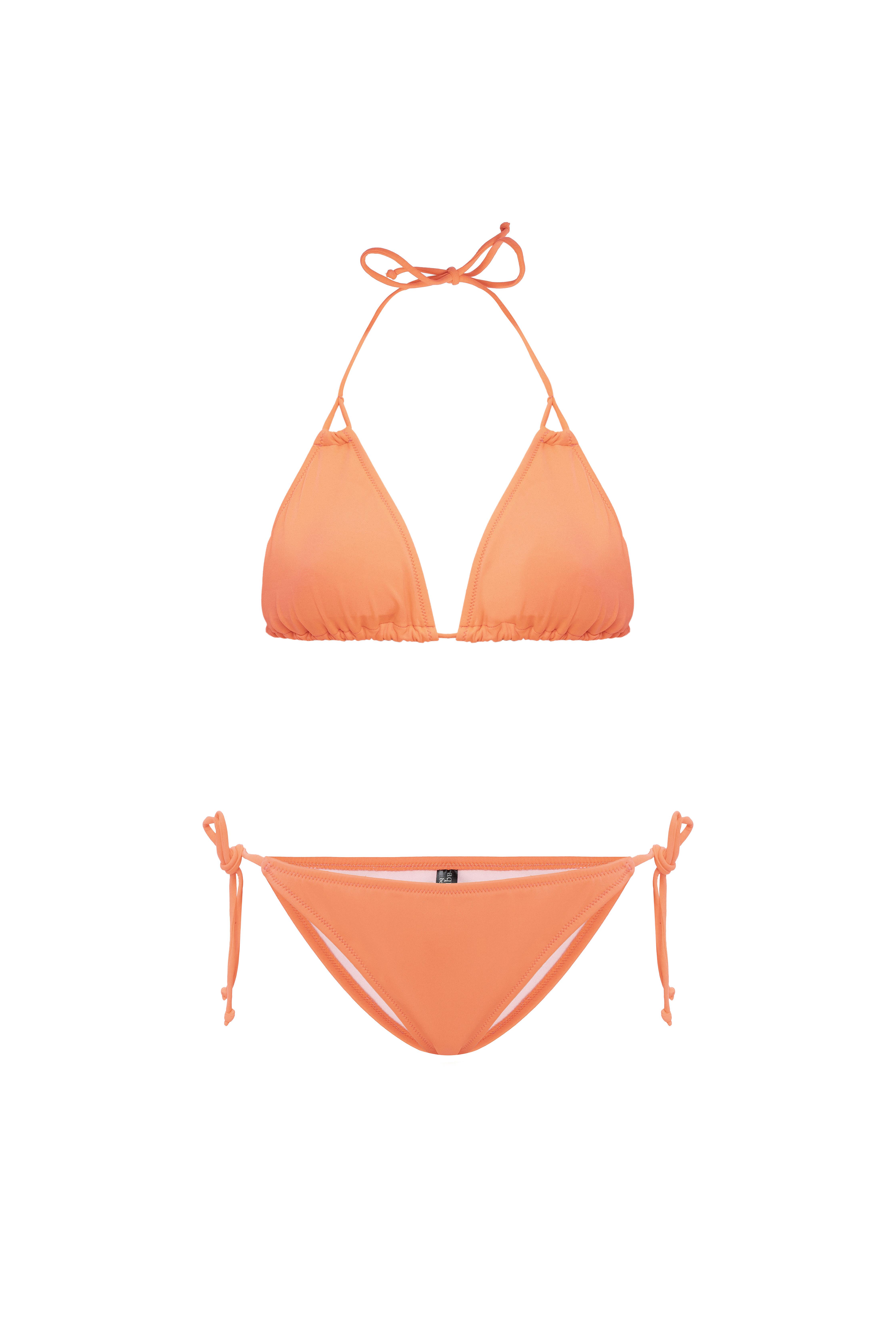 AQUAVİVA Kadın Neon Turuncu Stella Boyundan Bağlı Yanı İpli Üçgen Bikini Takımı
