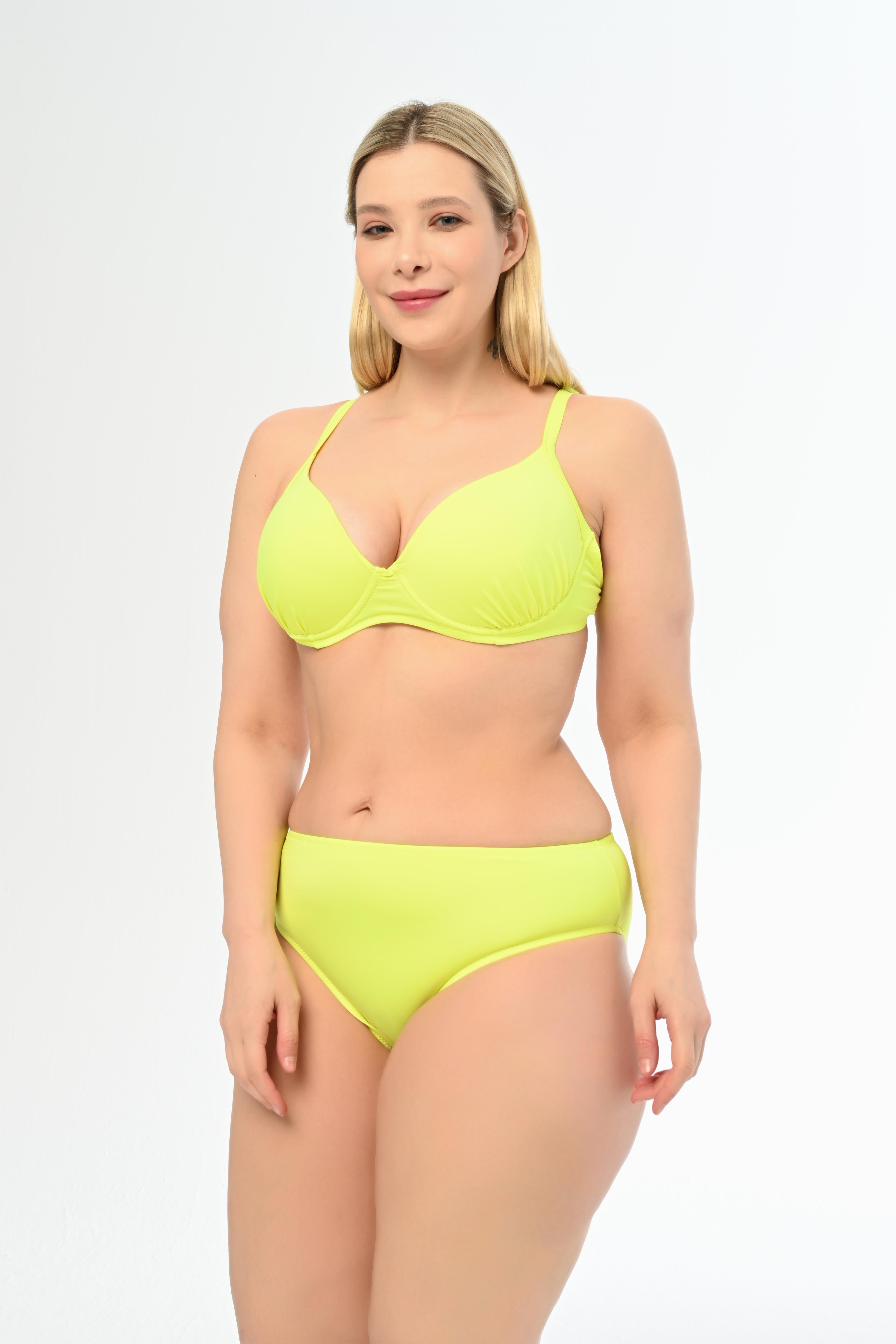 AQUAVİVA Kadın Neon Yeşil Büyük Beden Alexa Kaplı Bikini Takımı