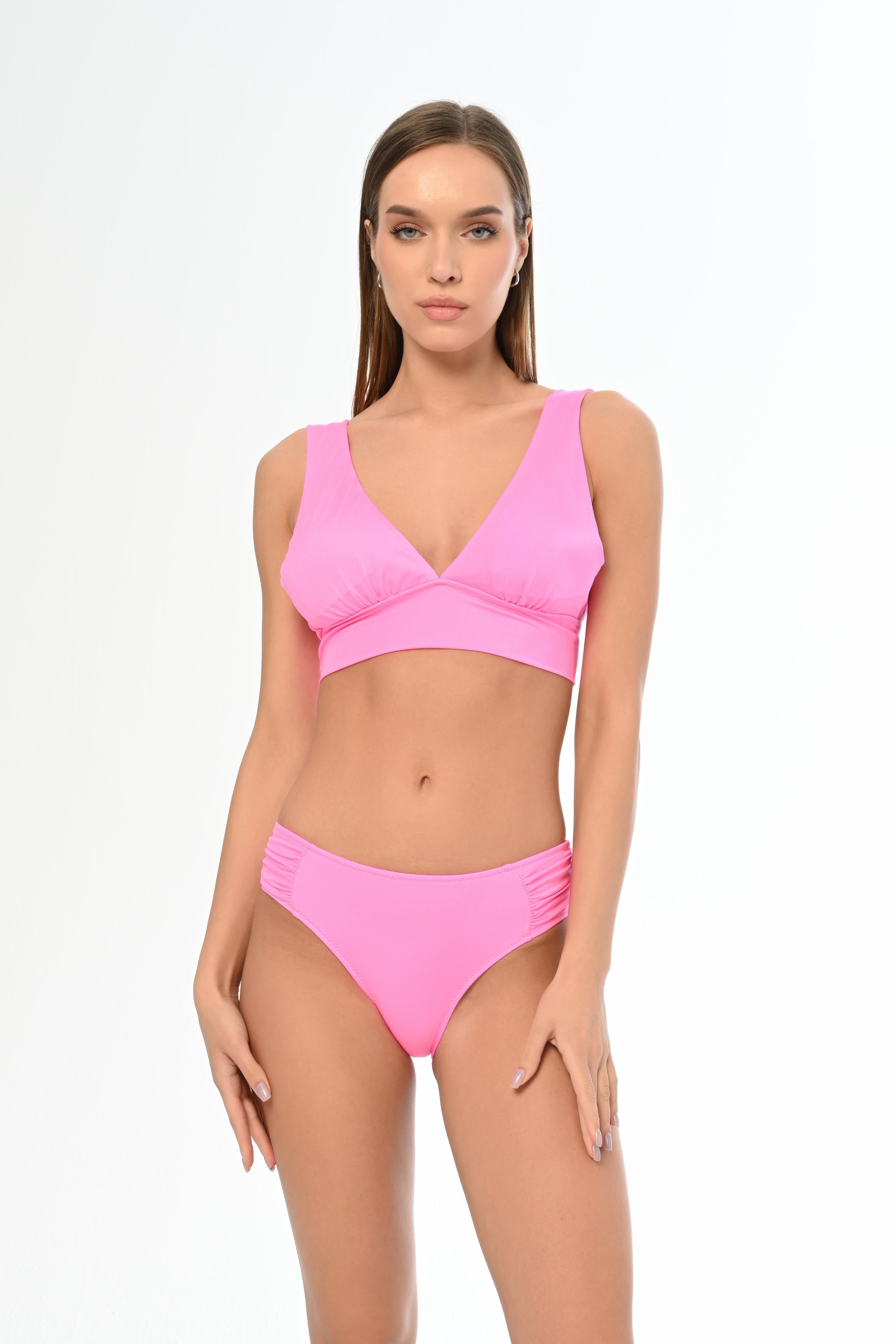 AQUAVİVA Kadın Pembe Sırt Bağcıklı Bralet Bikini Takımı