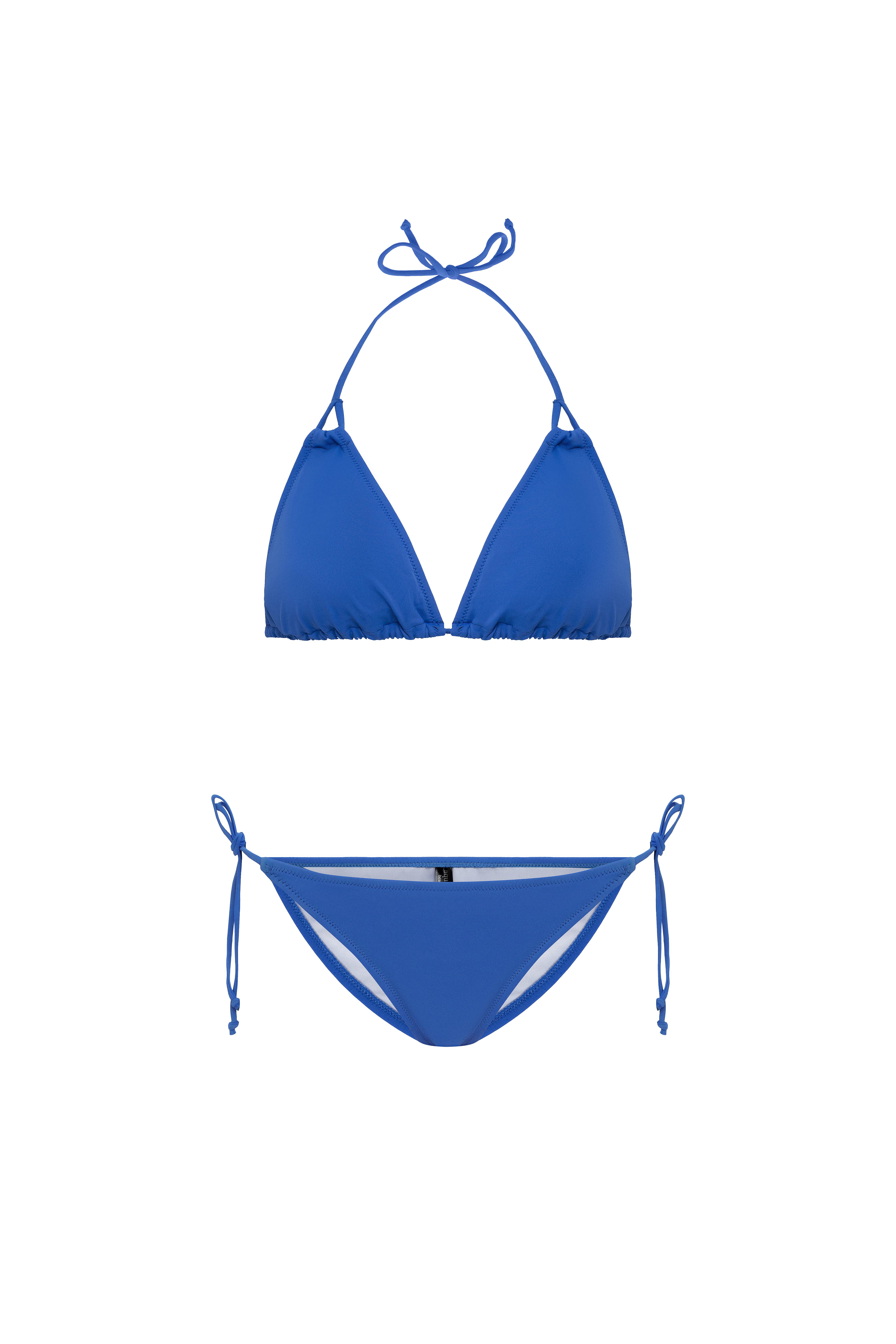 AQUAVİVA Kadın Saks Stella Boyundan Bağlı Yanı İpli Üçgen Bikini Takımı