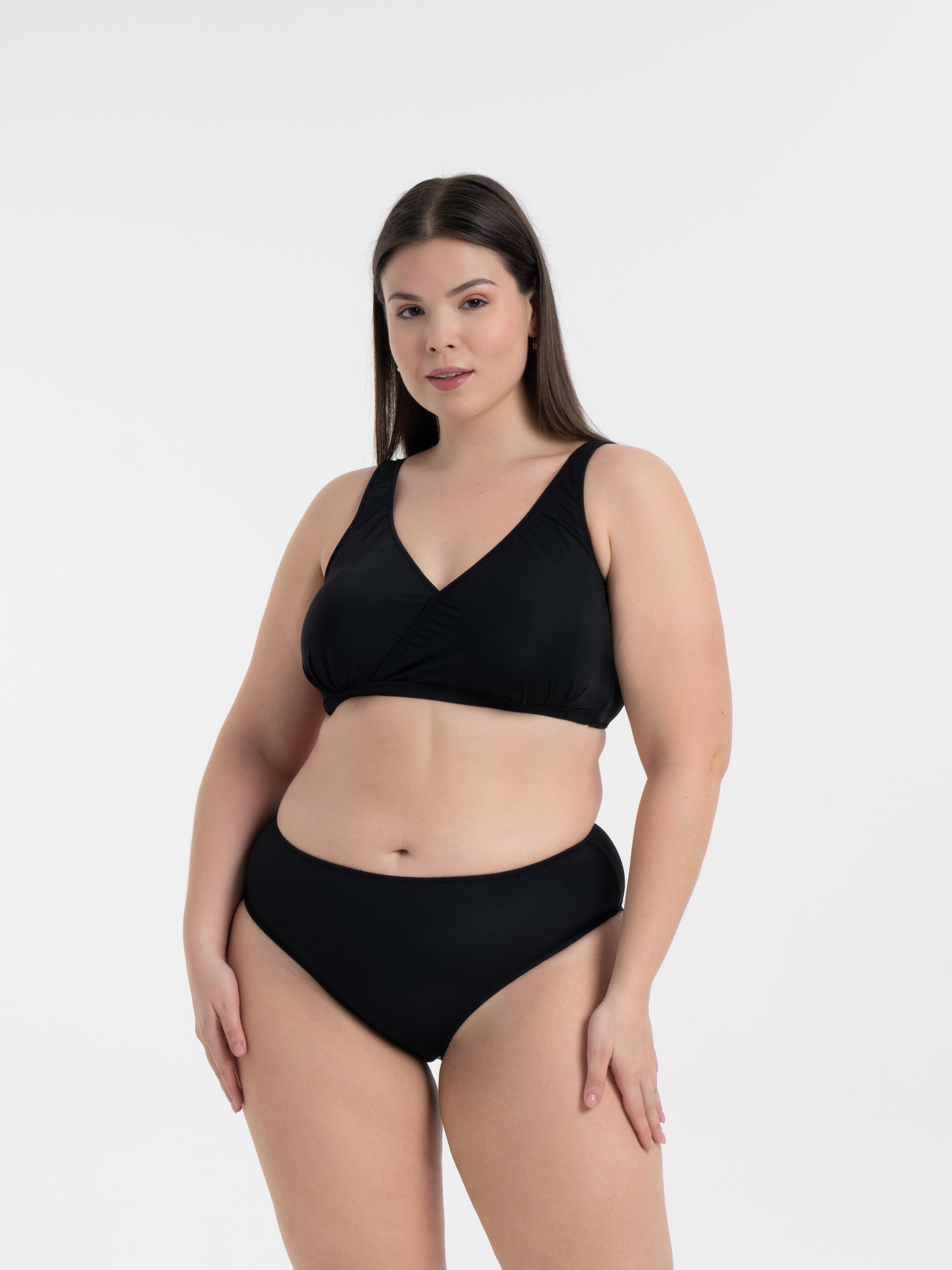 AQUAVİVA Kadın Siyah Büyük Beden Quinn Kruvaze Detaylı Toparlayıcı Bikini Takımı