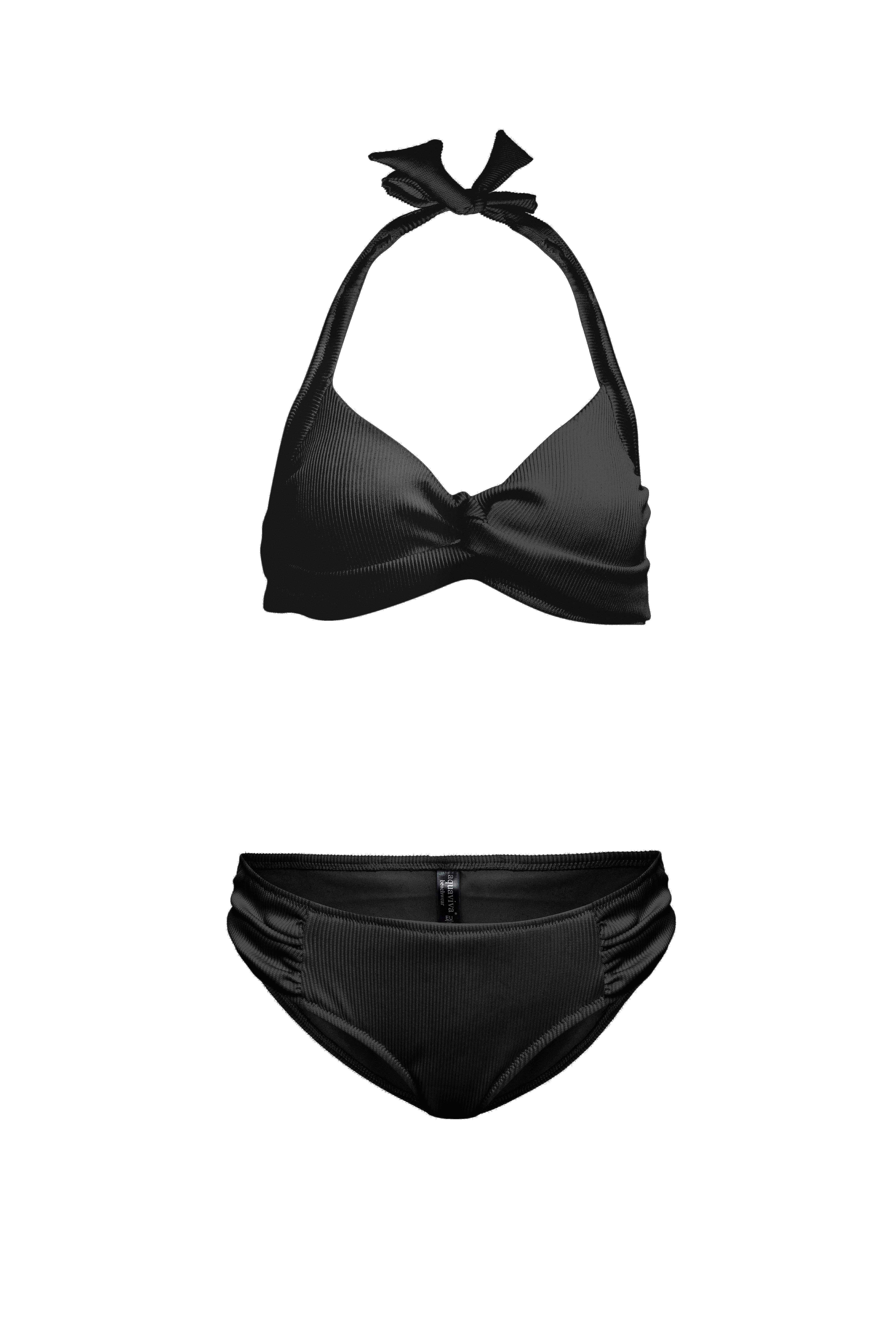 AQUAVİVA Kadın Siyah Fitilli Violet Boyundan Baglı Bikini Takımı