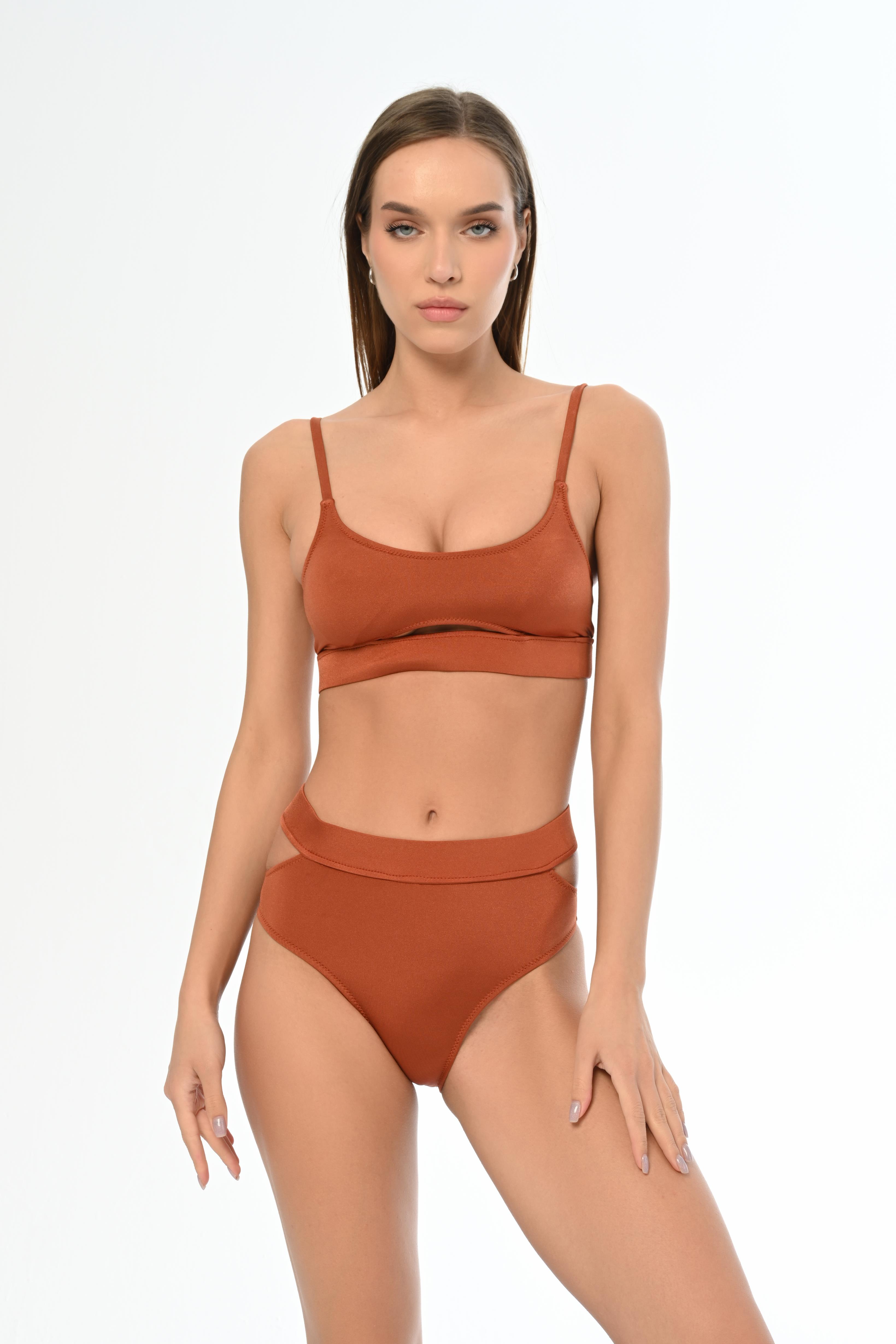 AQUAVİVA Kadın Tarçın Ayar Askılı Theodora Dekolte Bikini Takımı