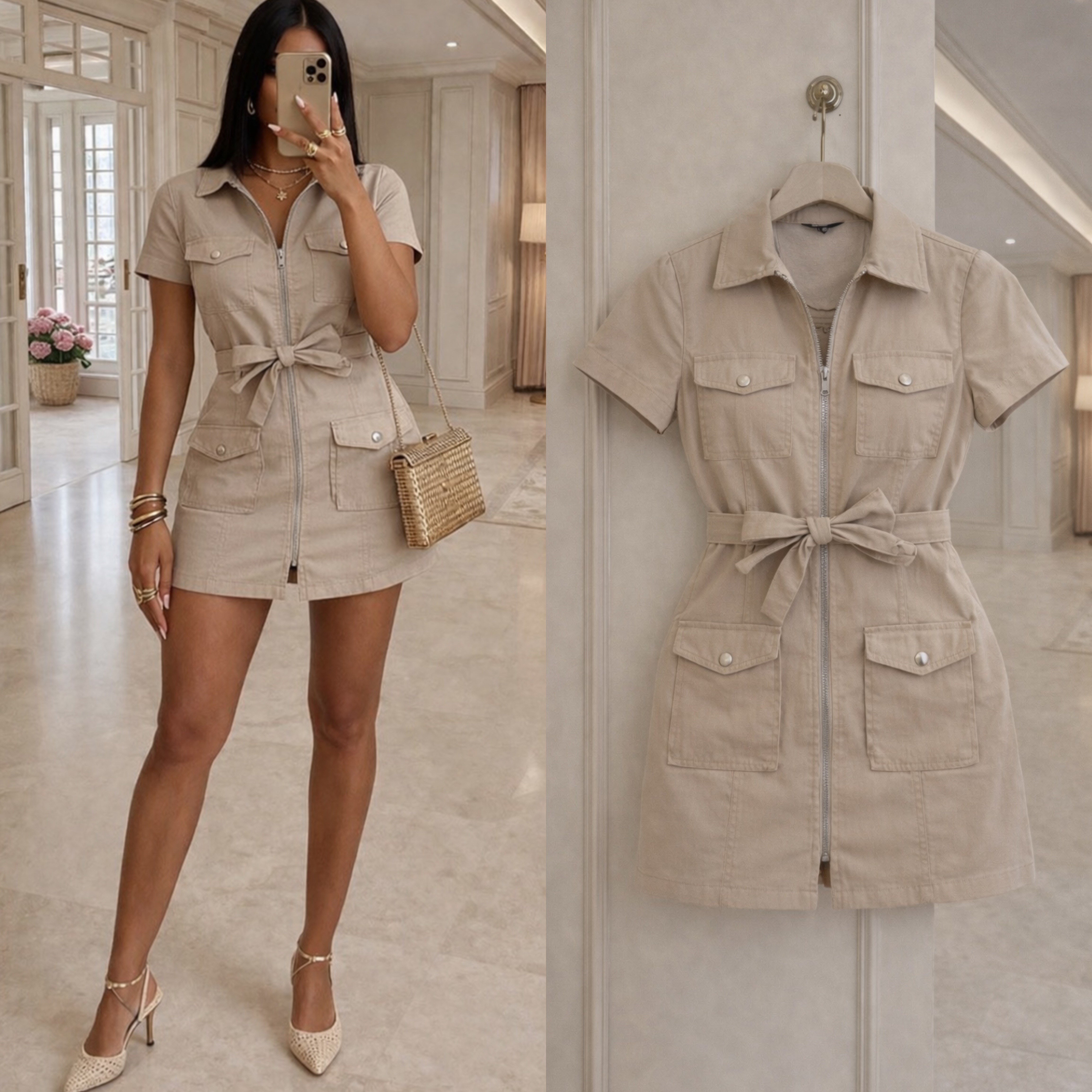  RAILY ESNEK KEMERLİ KOT ELBİSE 