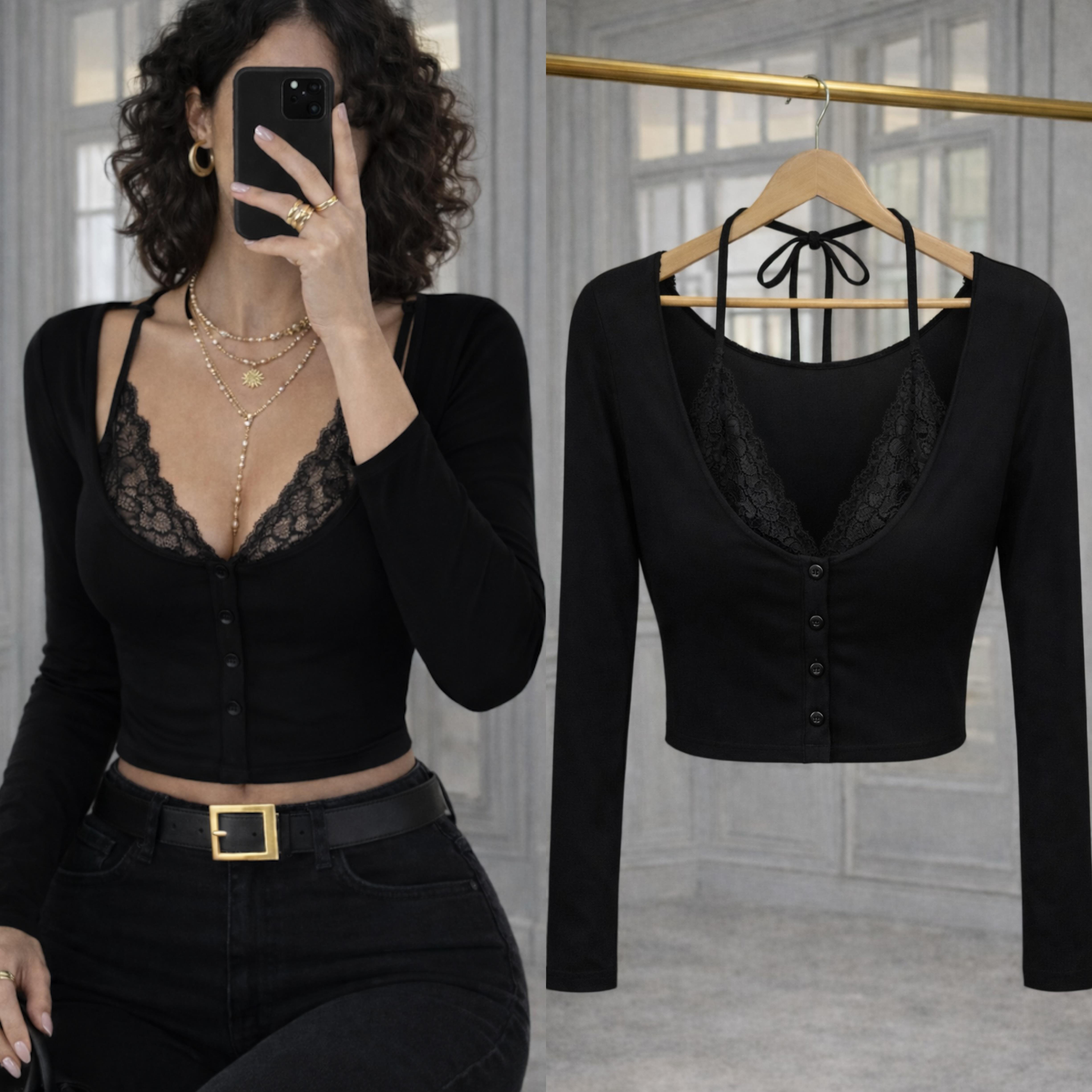 ALIA DANTEL DETAYLI BAĞLAMALI BLUZ