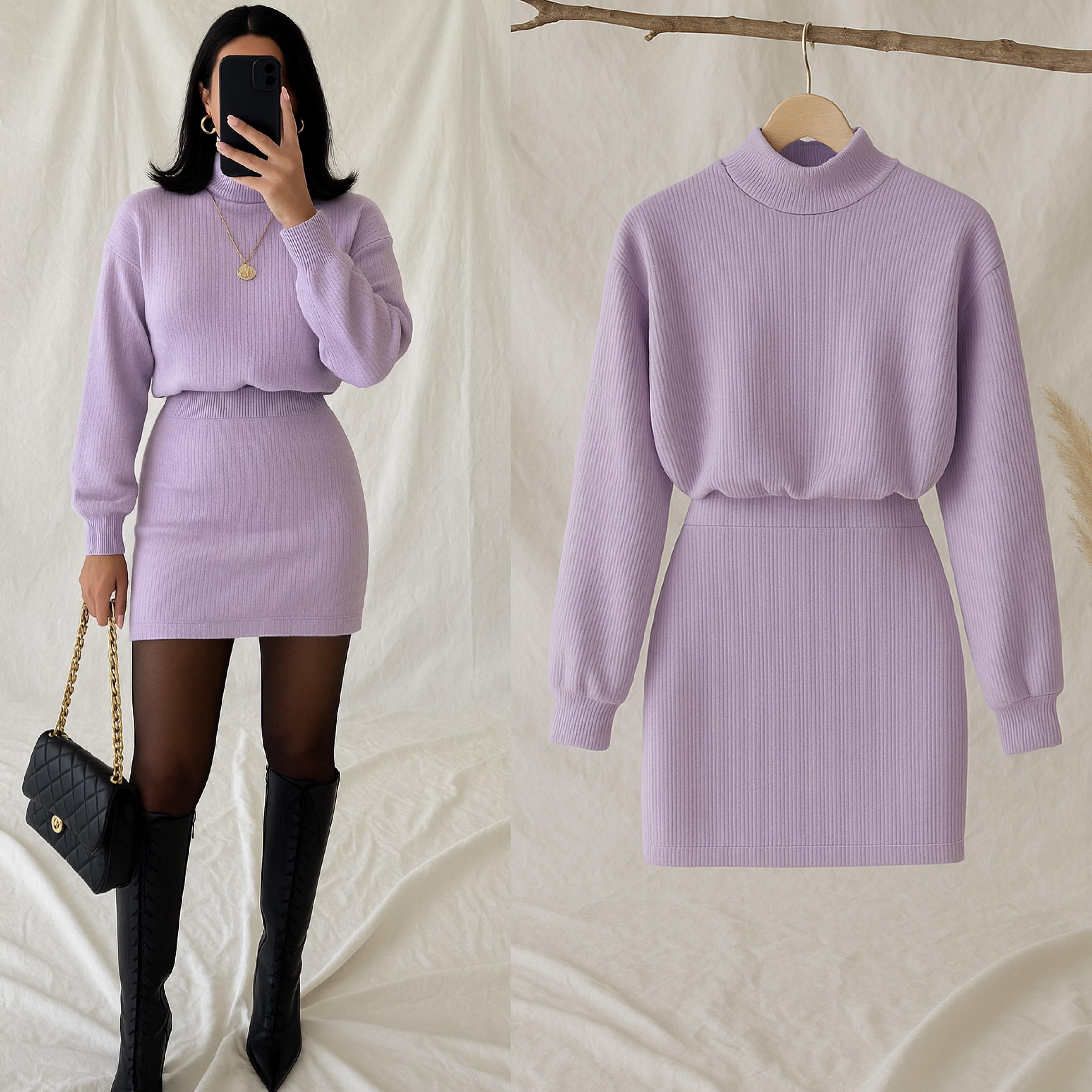 BEALISE YUMOŞ TRİKO ELBİSE LİLA