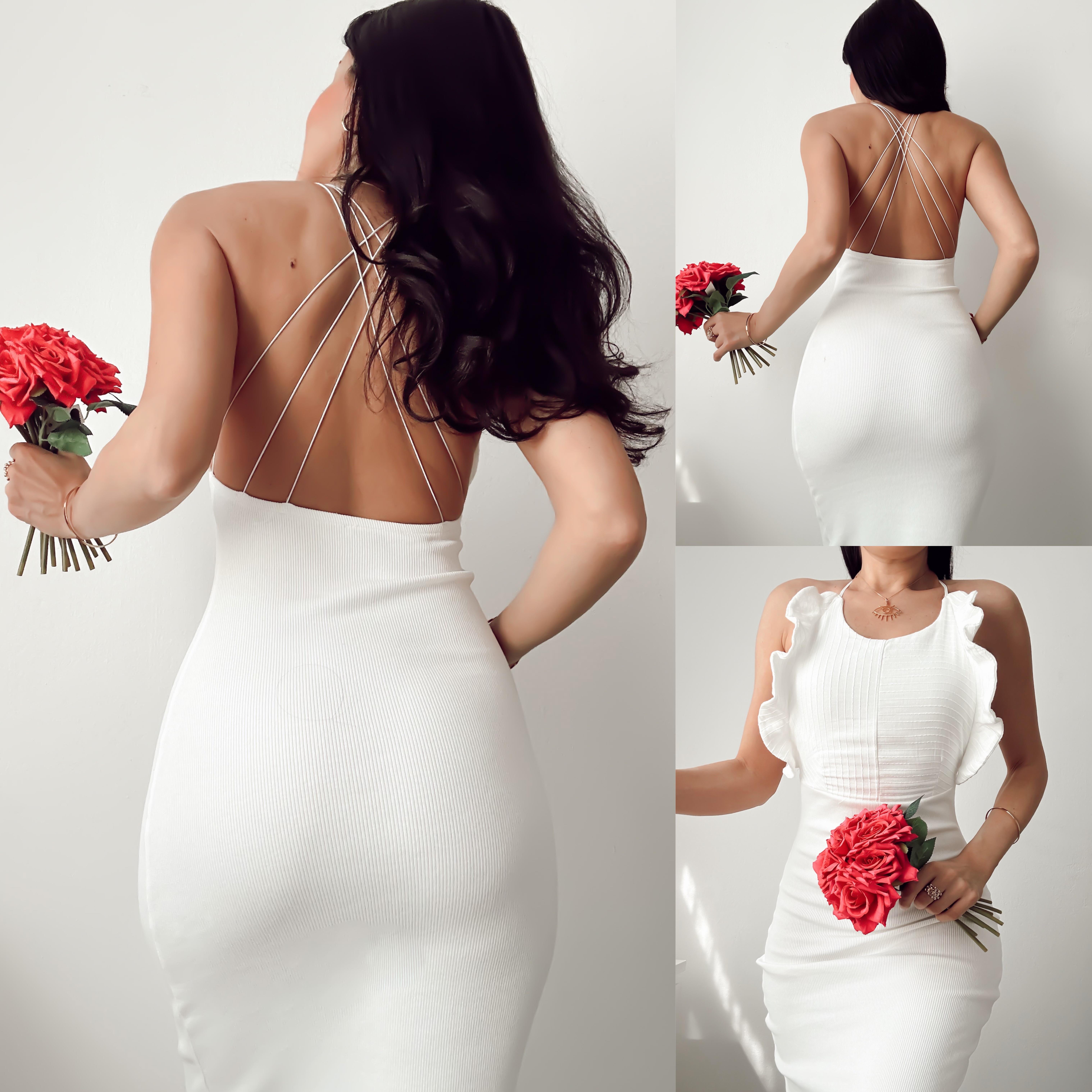 BELLISIMA SIRT DETAYLI MİDİ ELBİSE (ORİJİNAL MARKA)