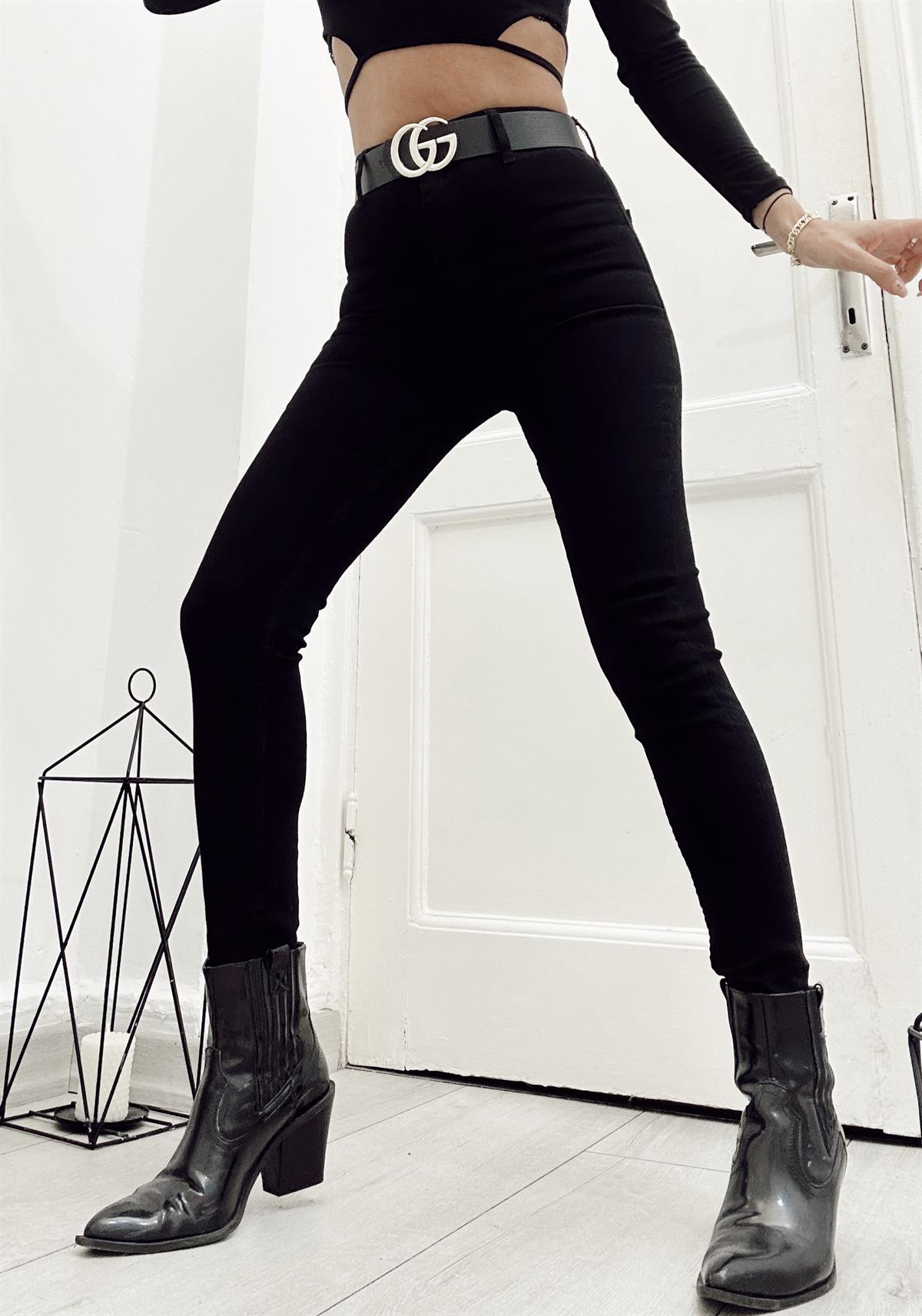 BLACK SKINNY FIT PUSH UP TOPARLAYICI JEAN 