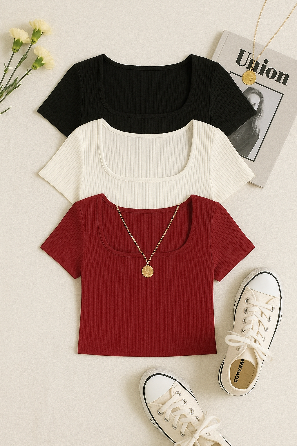 BSK FİTİLLİ KARE YAKA TSHIRT
