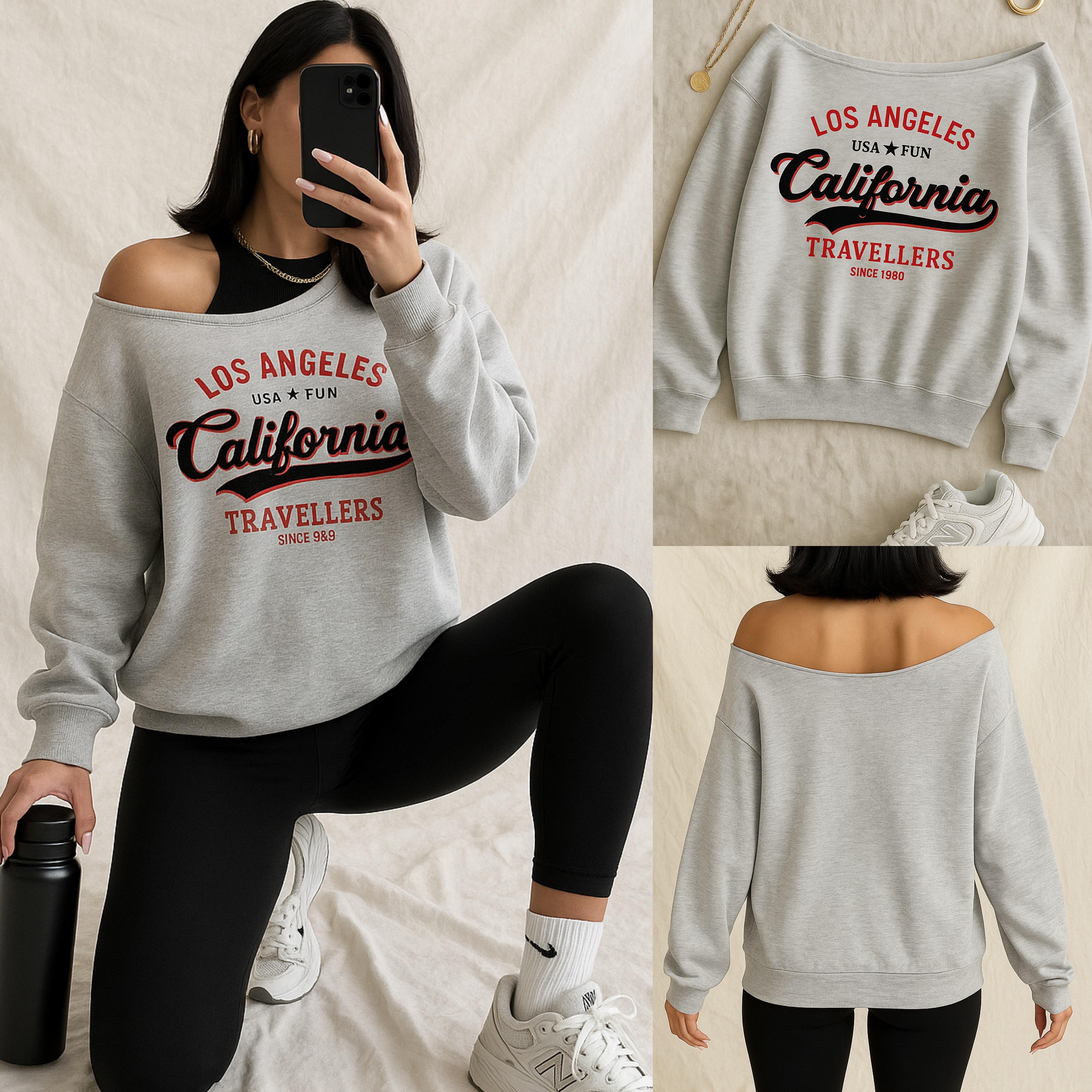 CALİFORNİA KAYIK YAKA OVERSIZE SWEATSHIRT