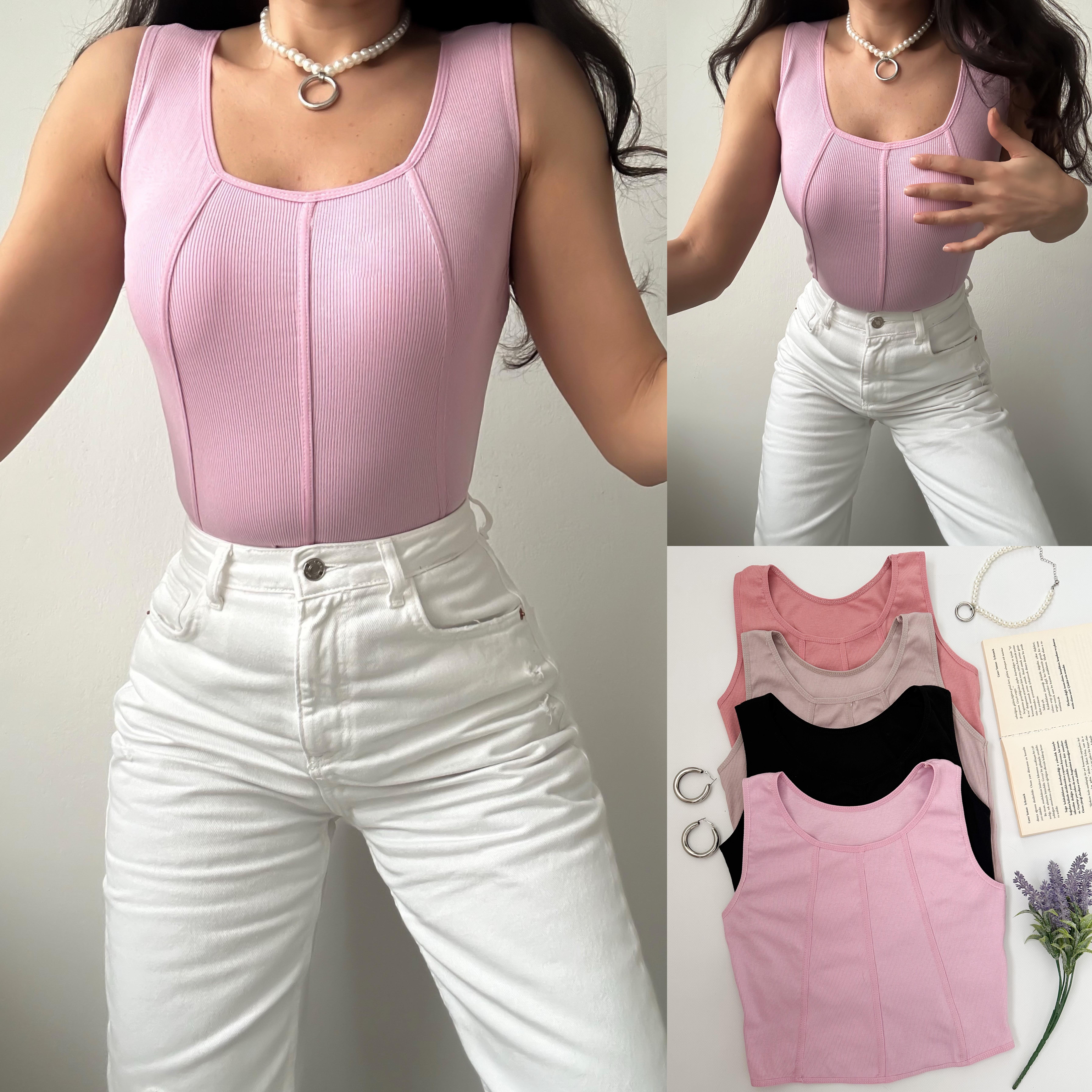 CARMEN FİTİLLİ ŞERİTLİ KALIN ASKILI ATLET
