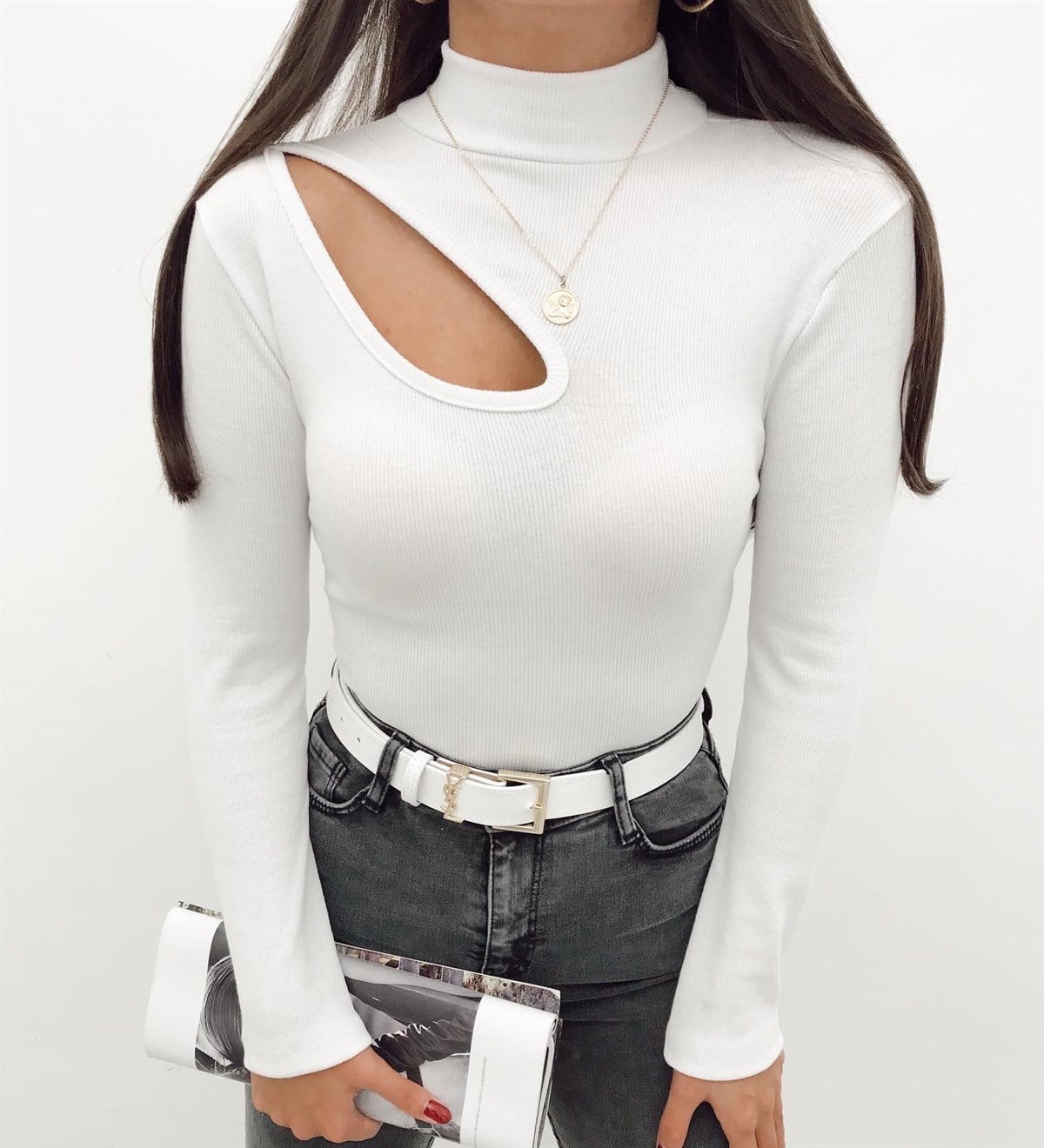 DAMLA DEKOLTE BLUZ BEYAZ