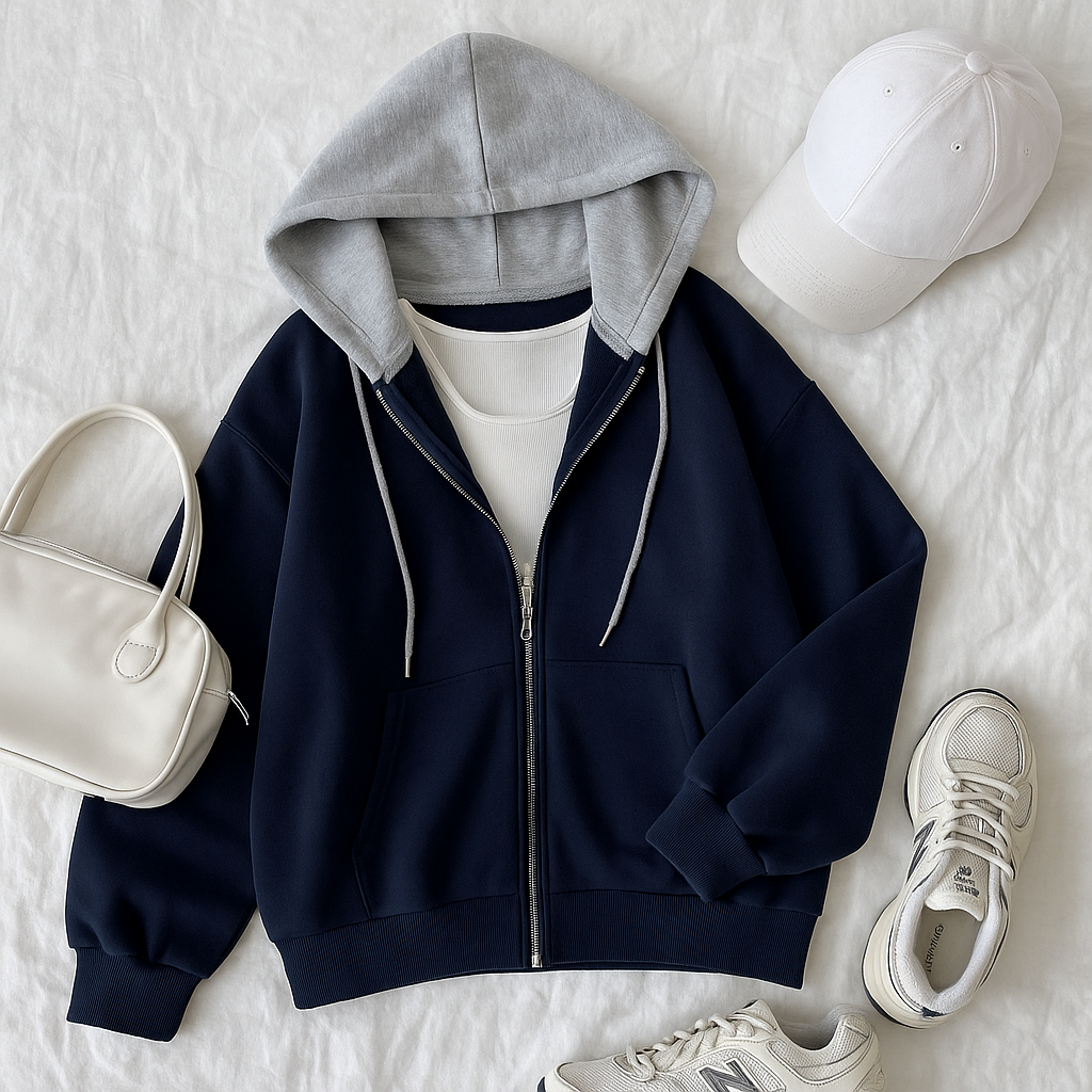 ELNA GRİ KAPÜŞONLU OVERSİZE SWEATSHIRT