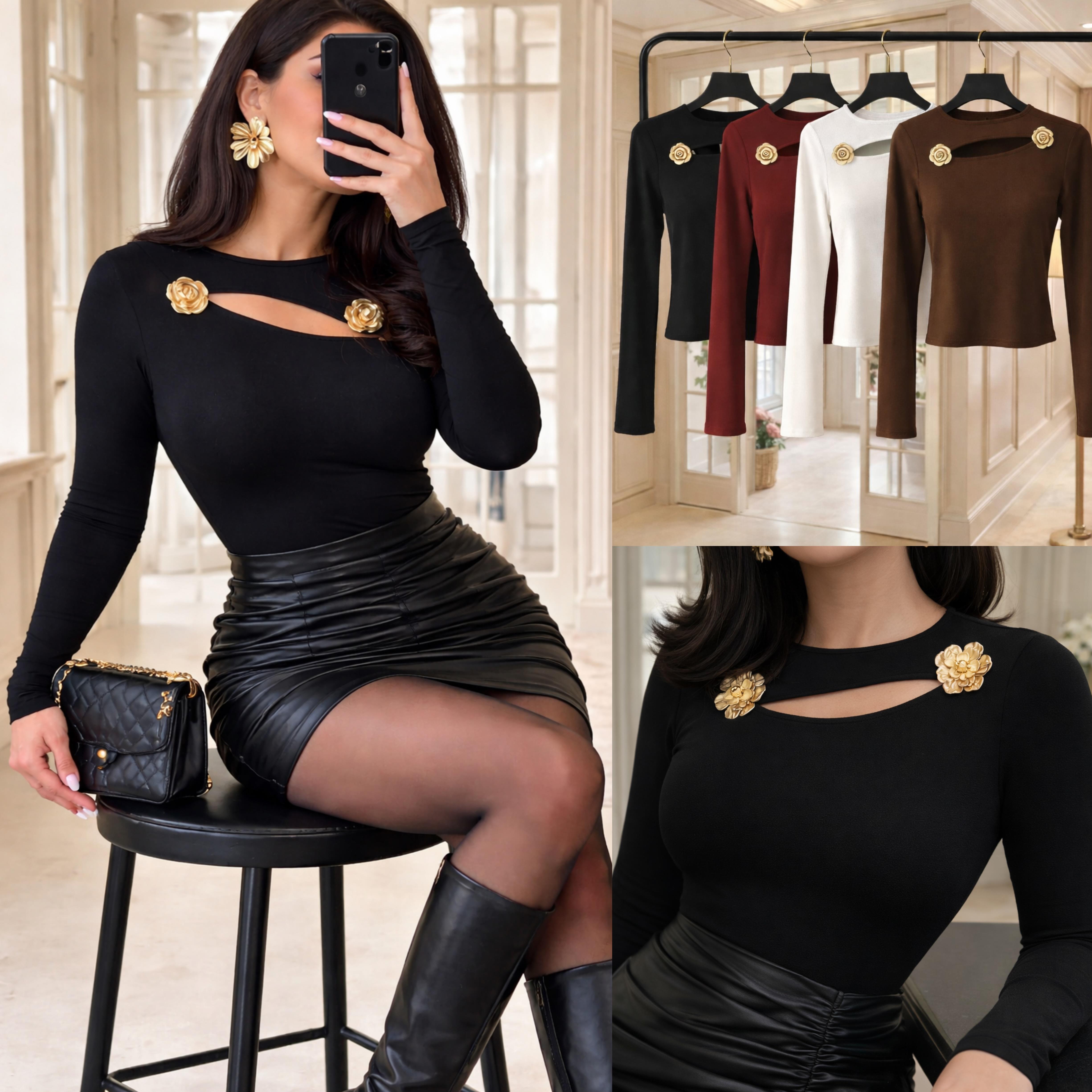 FLOWER AKSESUARLI BLUZ