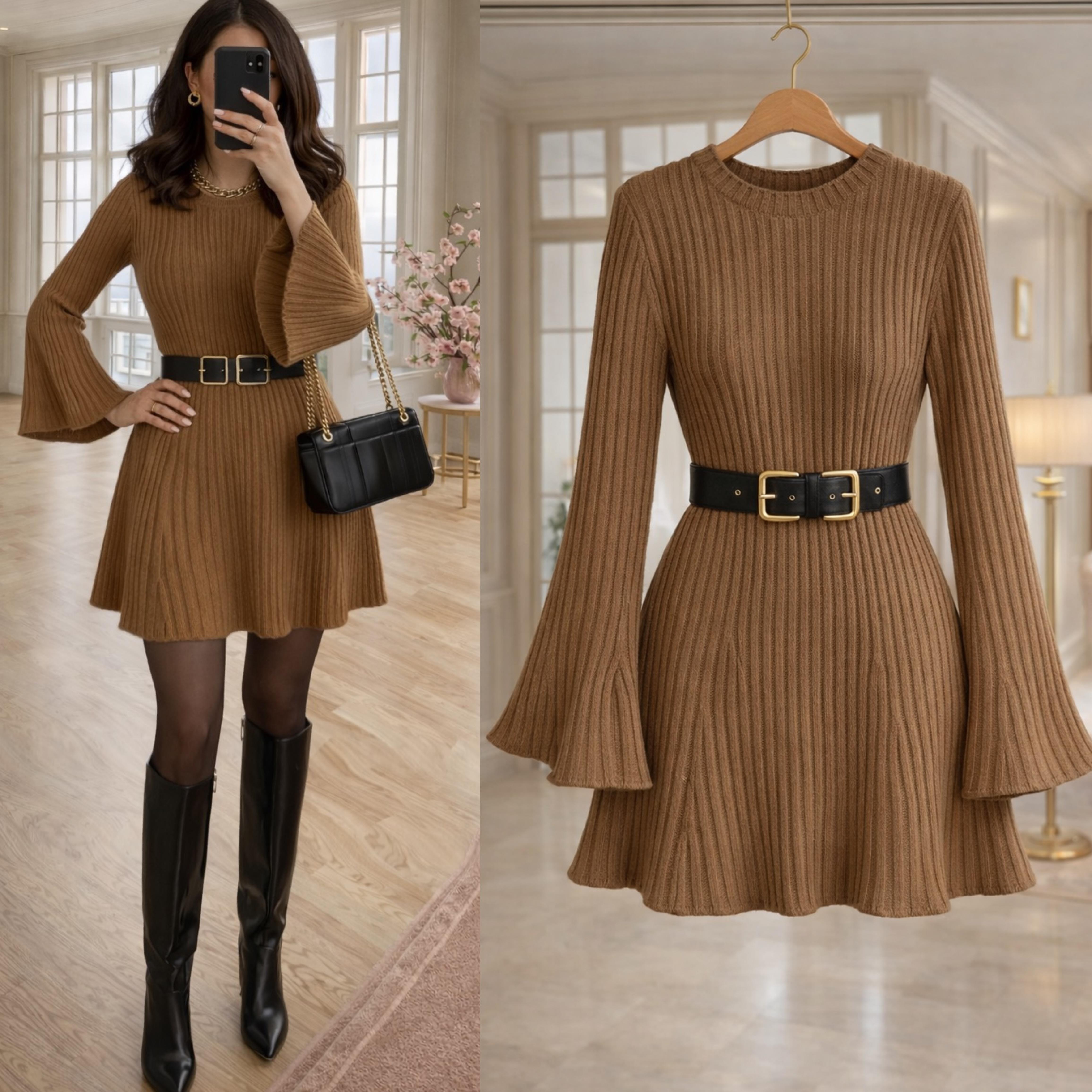 GRACEY ÇIKARILABİLİR KEMERLİ ELBİSE