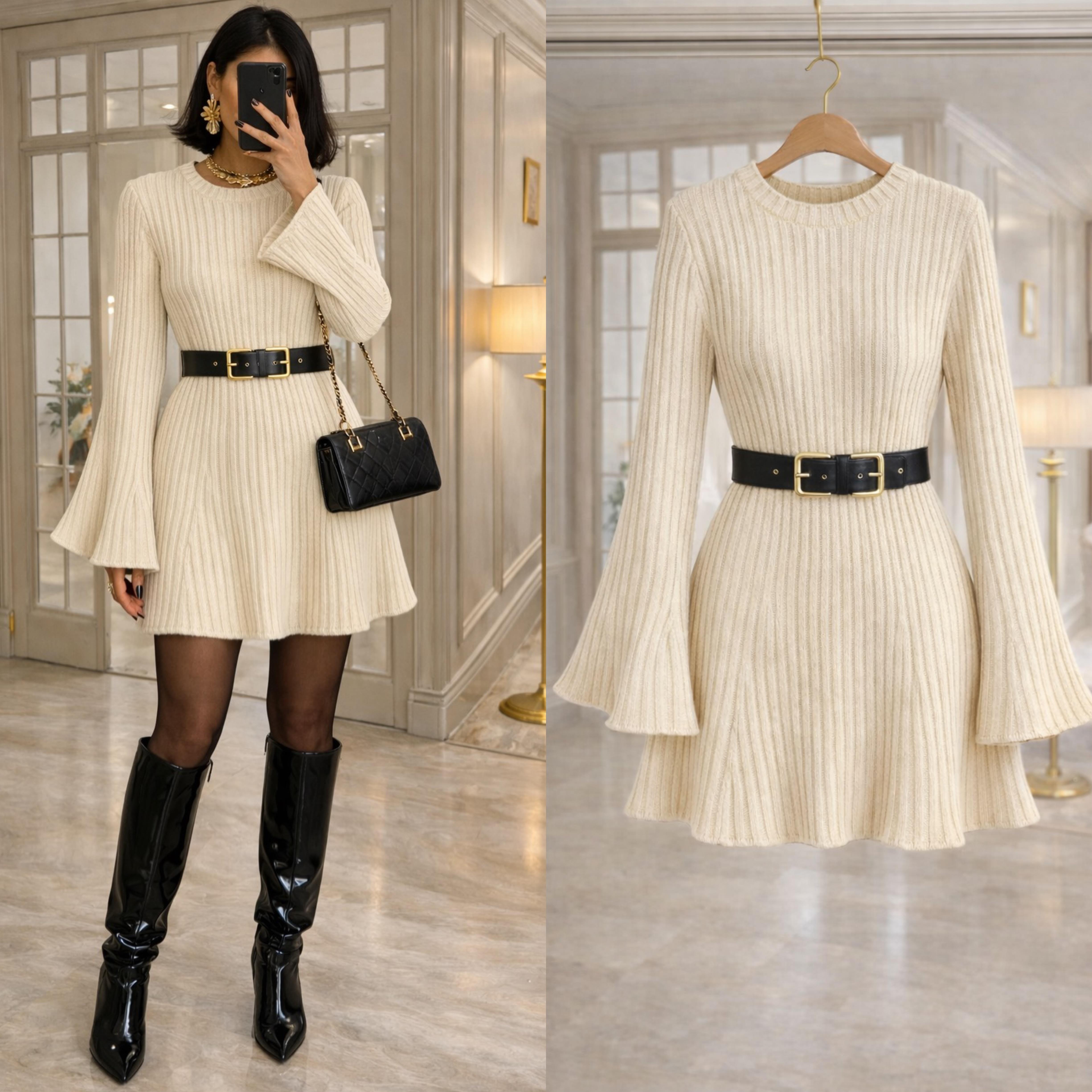 GRACEY ÇIKARILABİLİR KEMERLİ ELBİSE