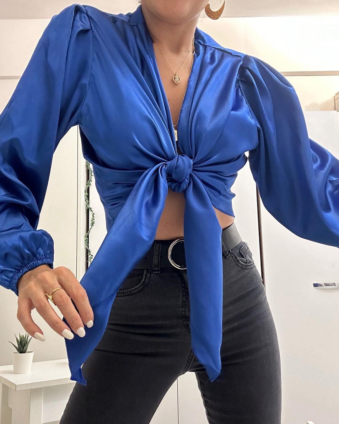 GWEN SATEN BAĞLAMALI BLUZ SAKS