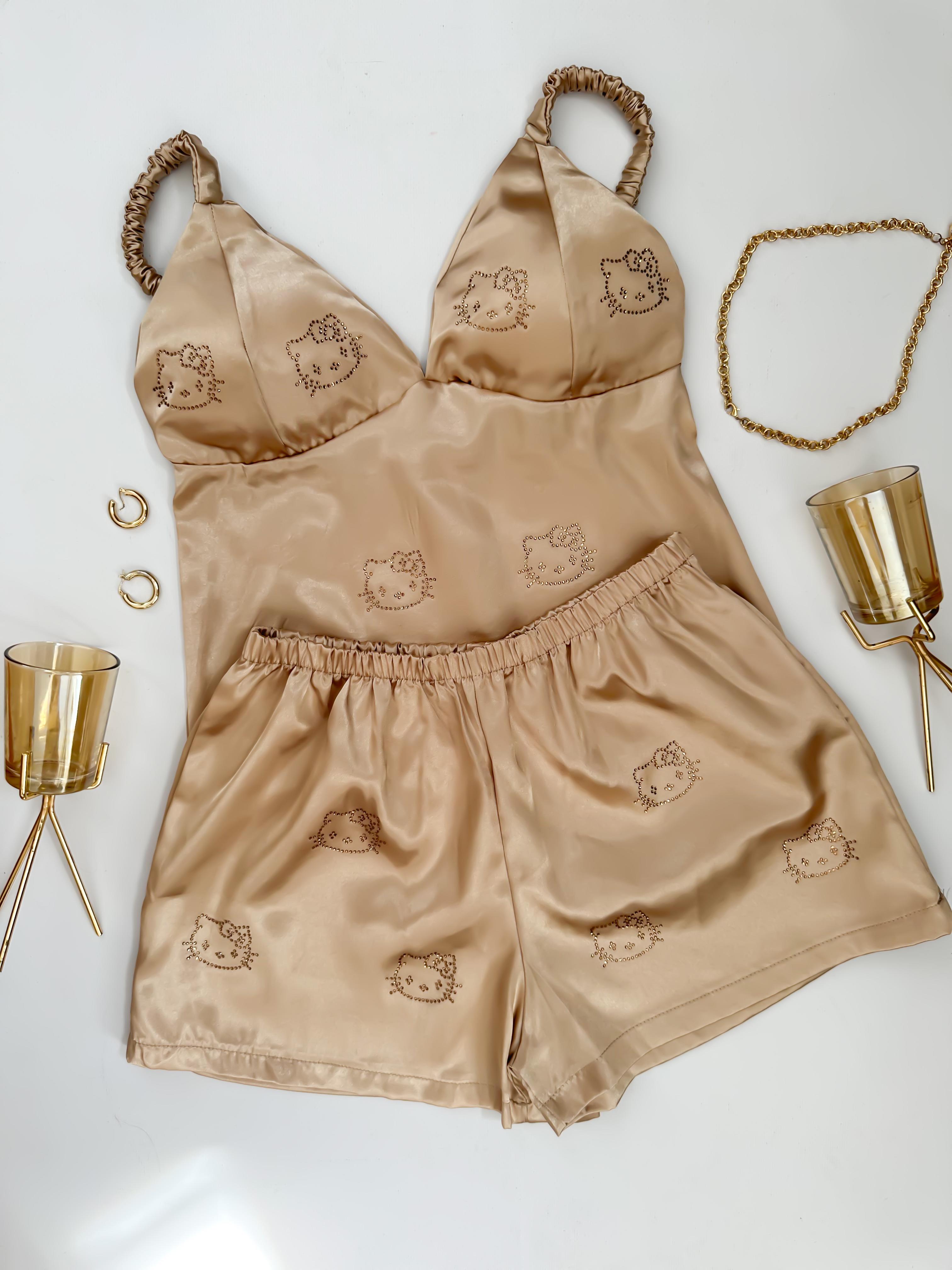 HELLOK SATEN DOLGULU ŞORTLU TAKIM VIZIO