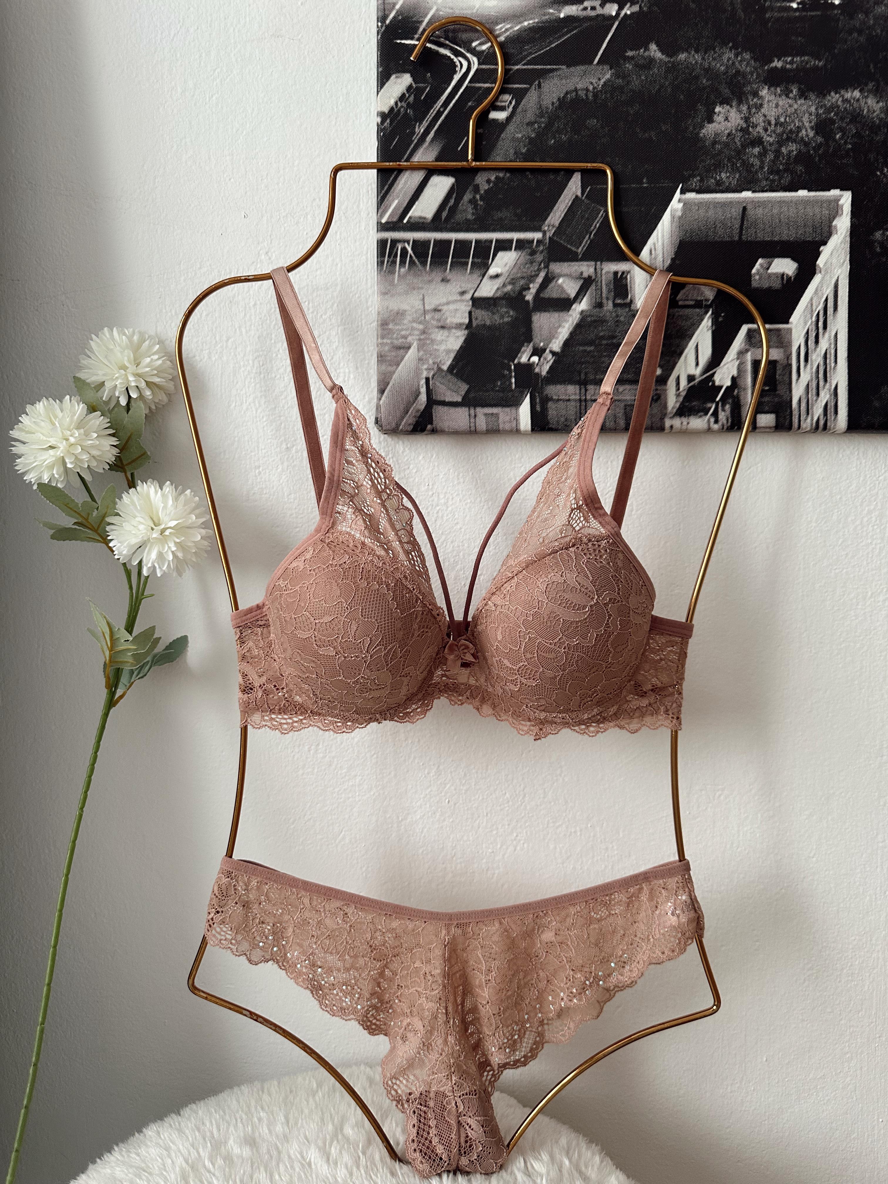 HERA TAŞLI DANTELLİ PUSH UP İÇ ÇAMAŞIRI TAKIMI VİZON