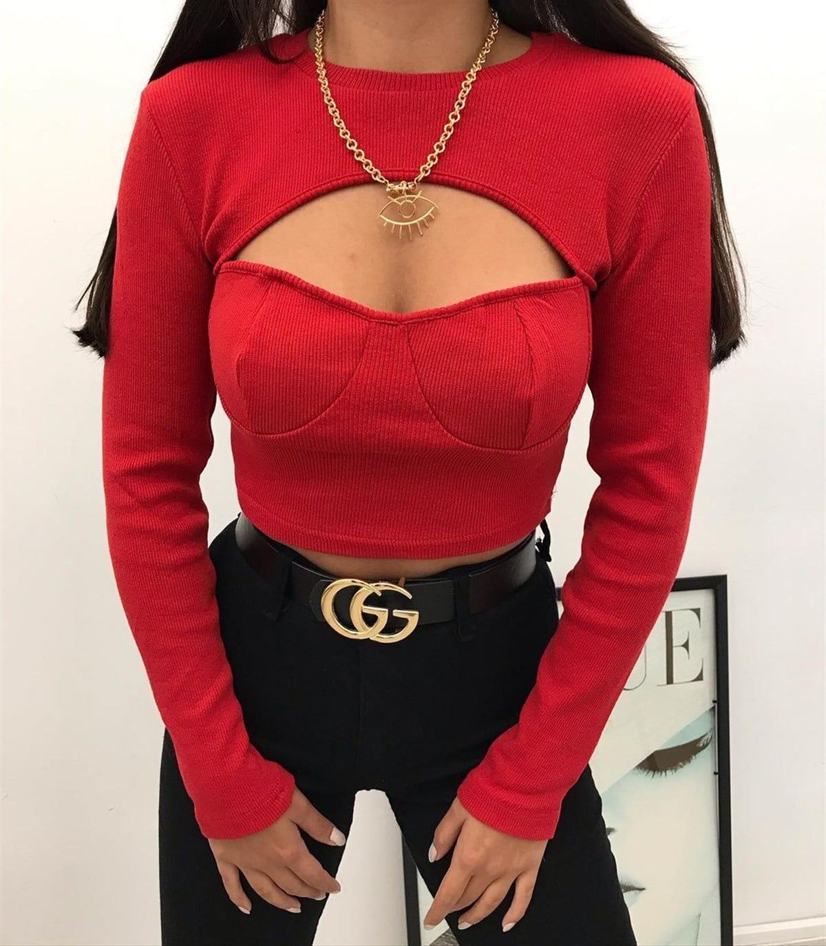 IRINA DEKOLTELİ BLUZ KIRMIZI