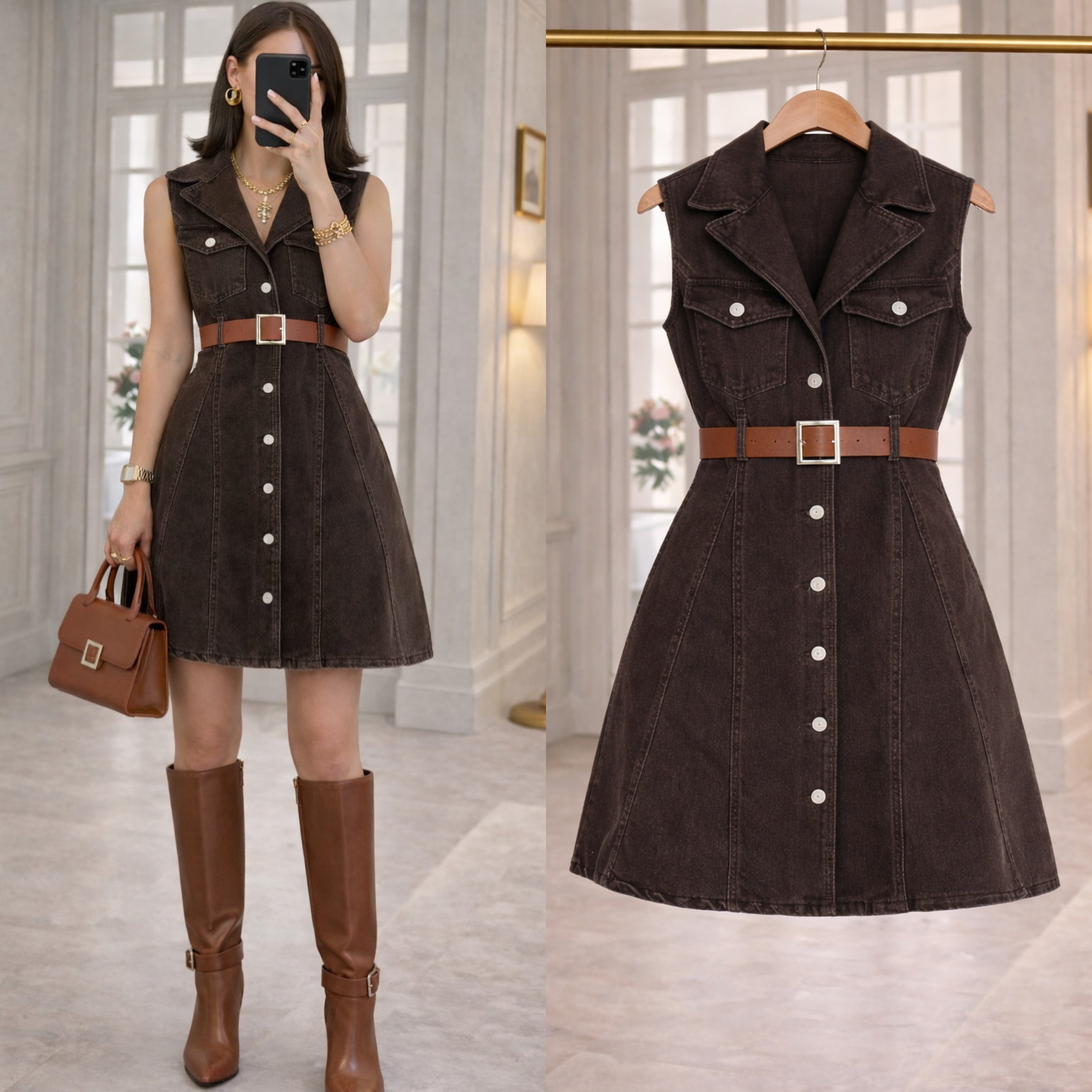 JESSY KEMERLİ KOT ELBİSE