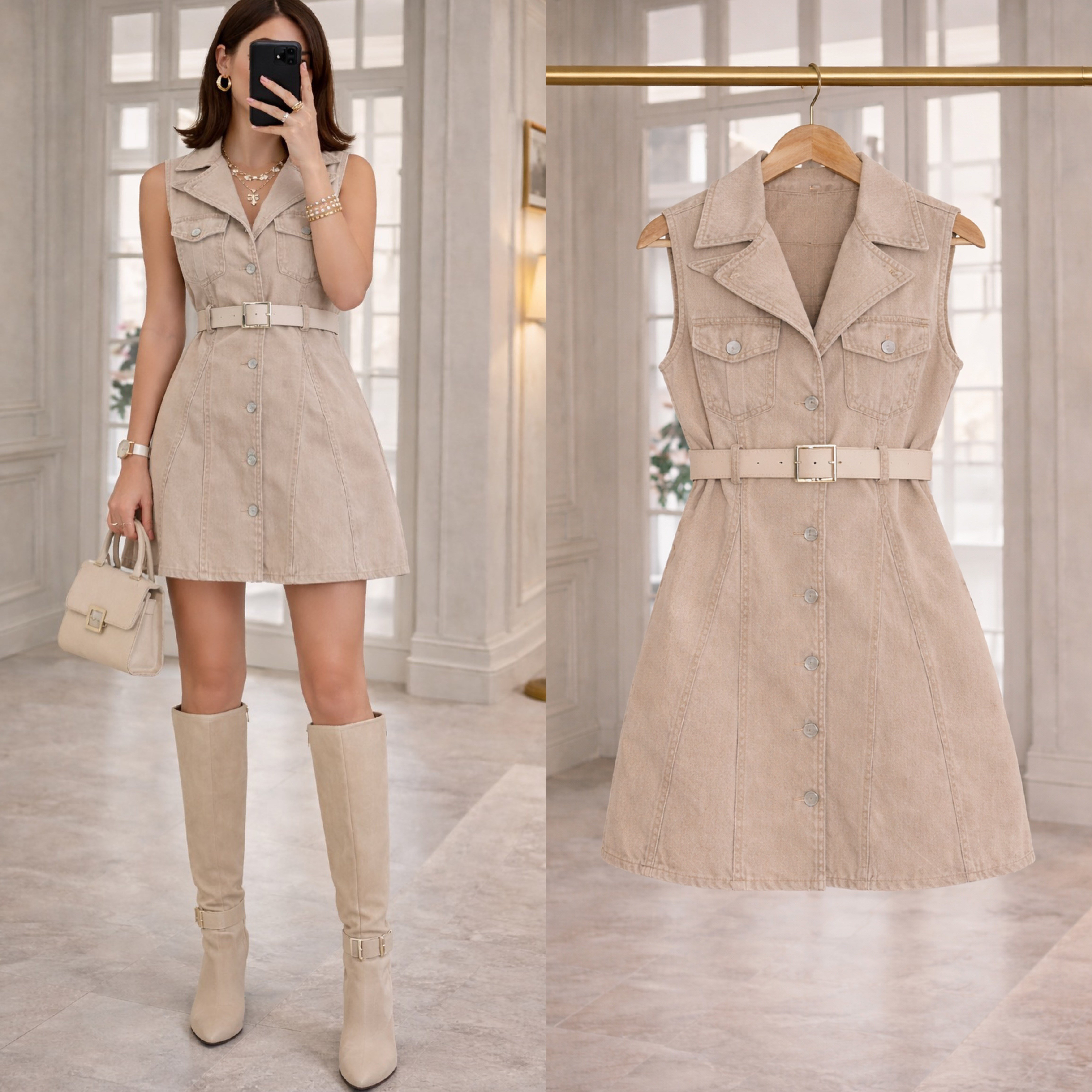 JESSY KEMERLİ KOT ELBİSE