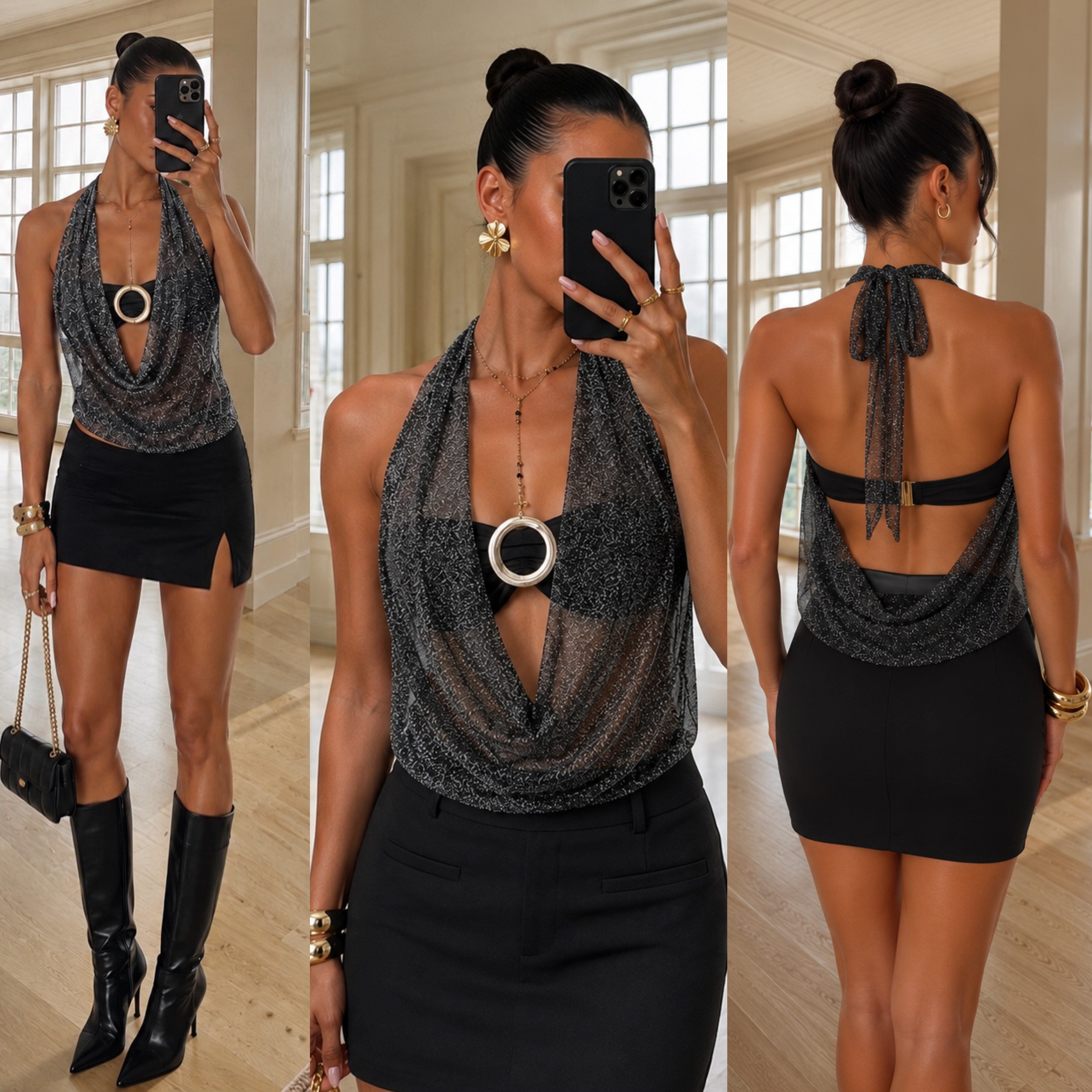 JILNA AKSESUARLI BÜSTİYER TÜL BLUZ İKİLİ TAKIM 