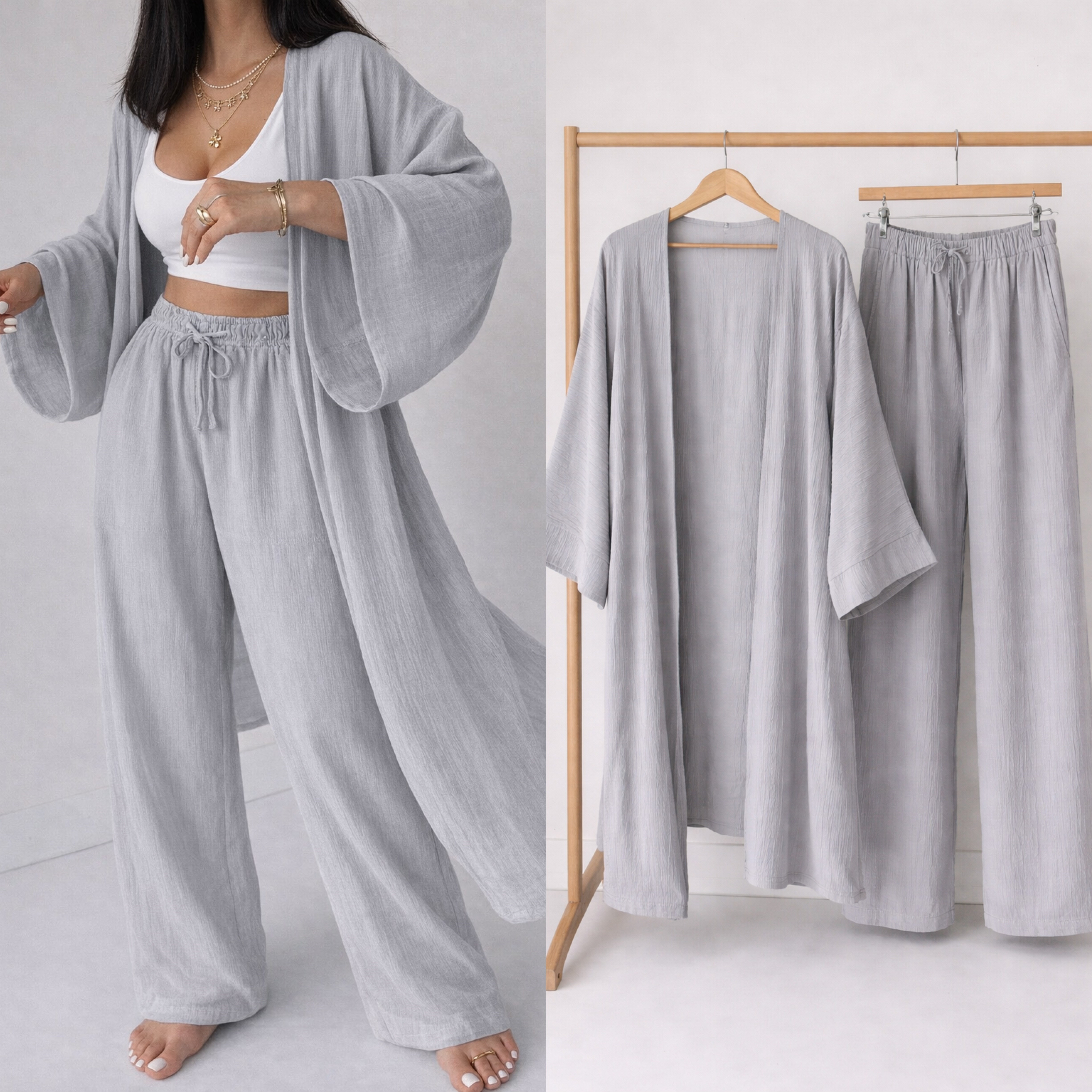 JUDY MÜSLİN KİMONO PANTOLON TAKIM