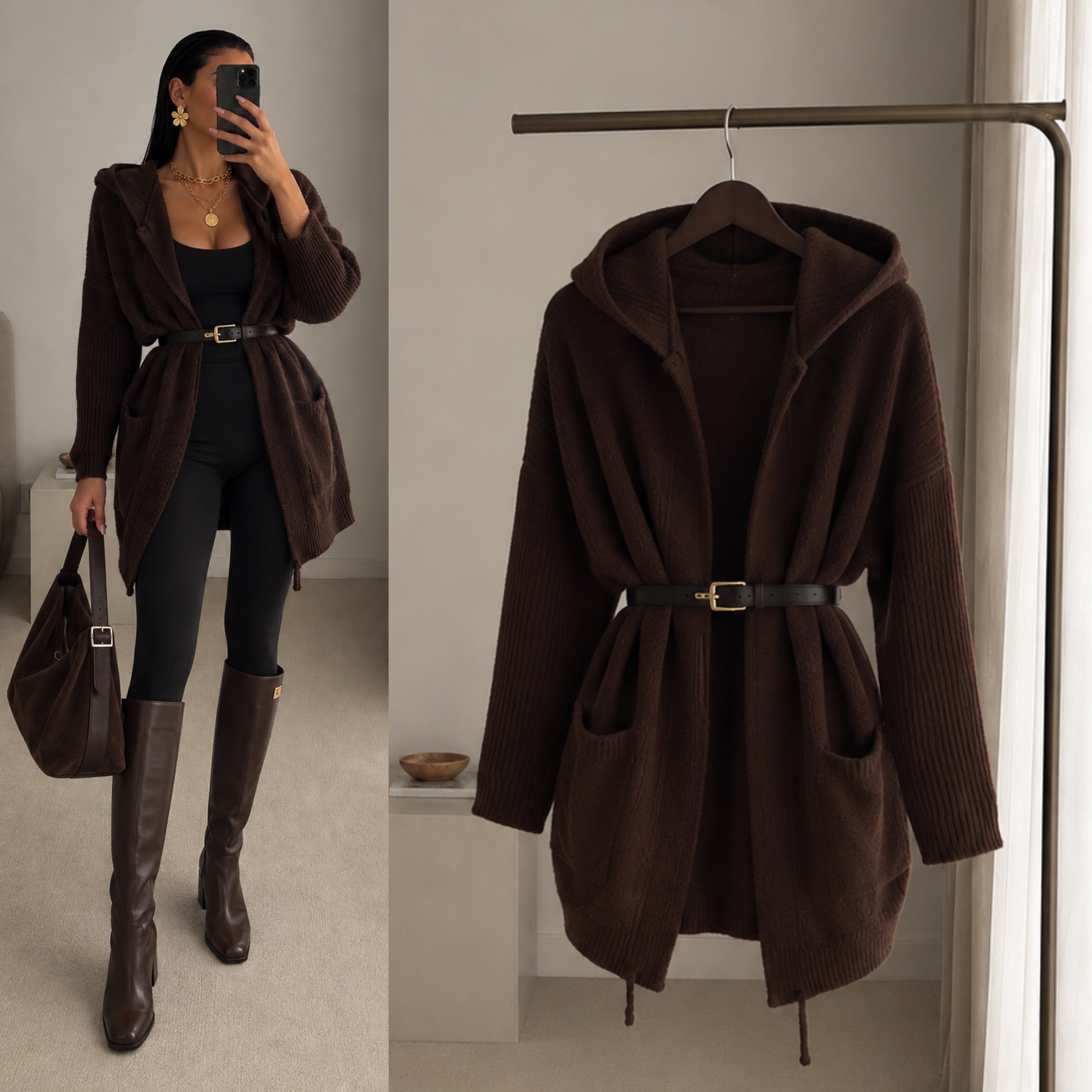 LESY ÇIKARILABİLİR KEMERLİ HIRKA 