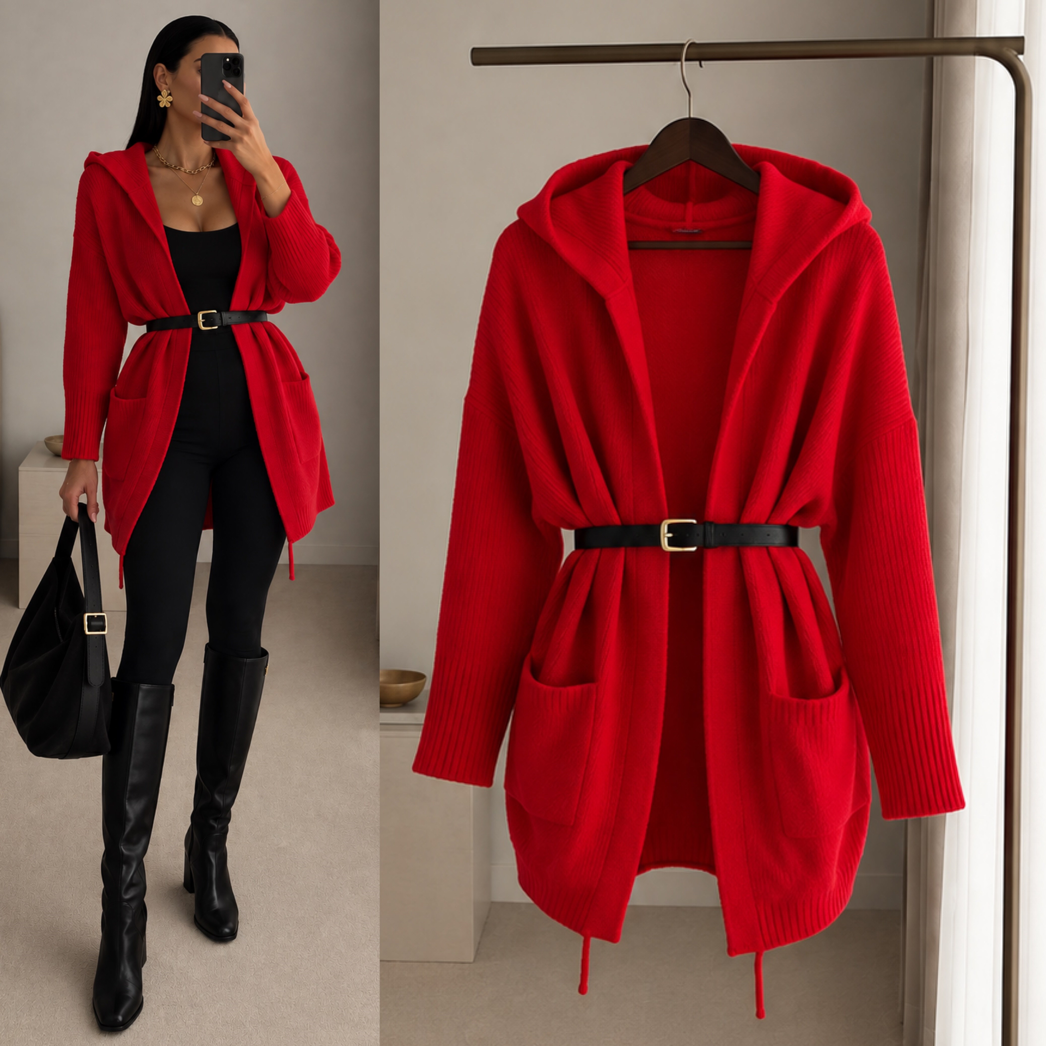LESY ÇIKARILABİLİR KEMERLİ HIRKA