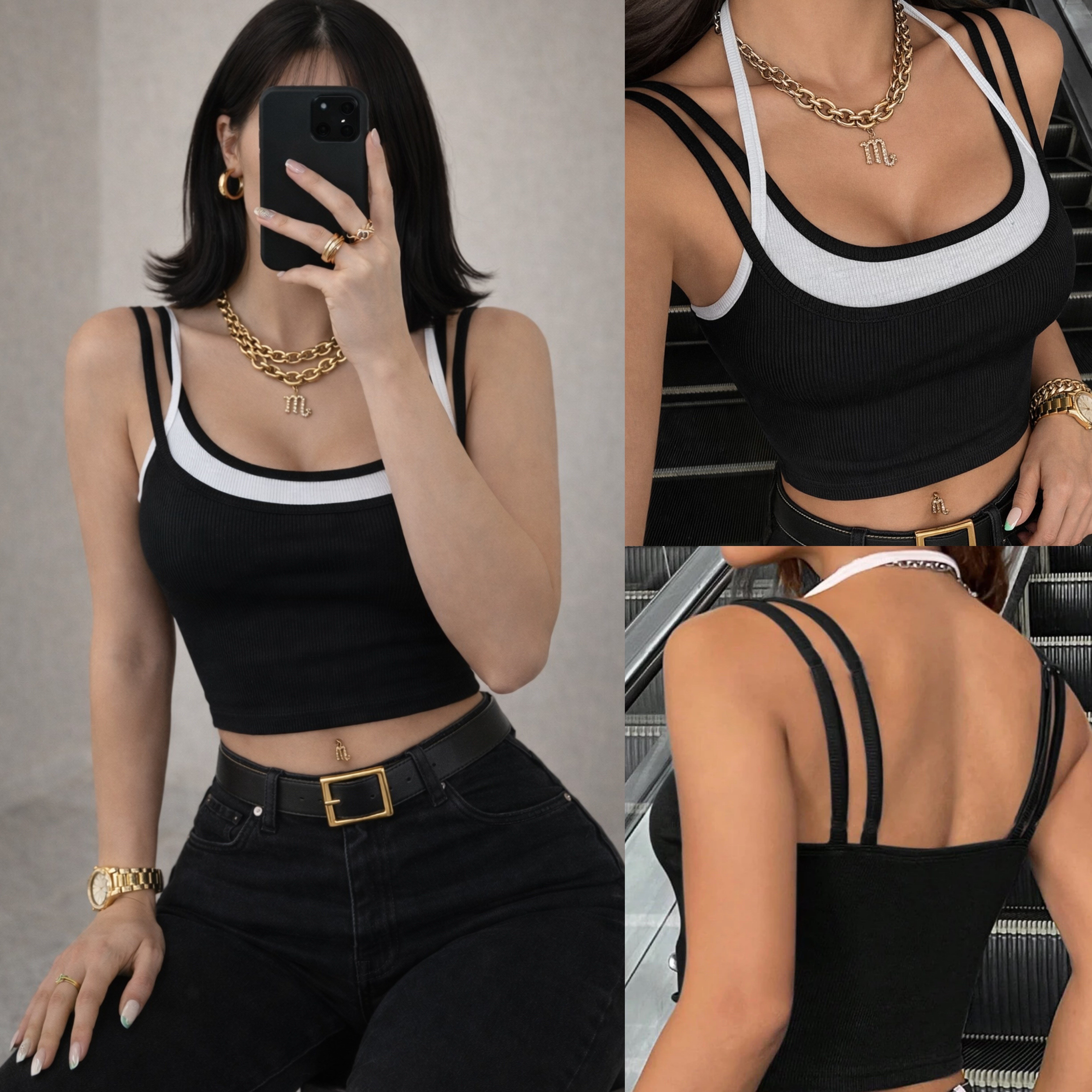 LIMA ÇİFT RENKLİ ASKILI CROP  ATLET