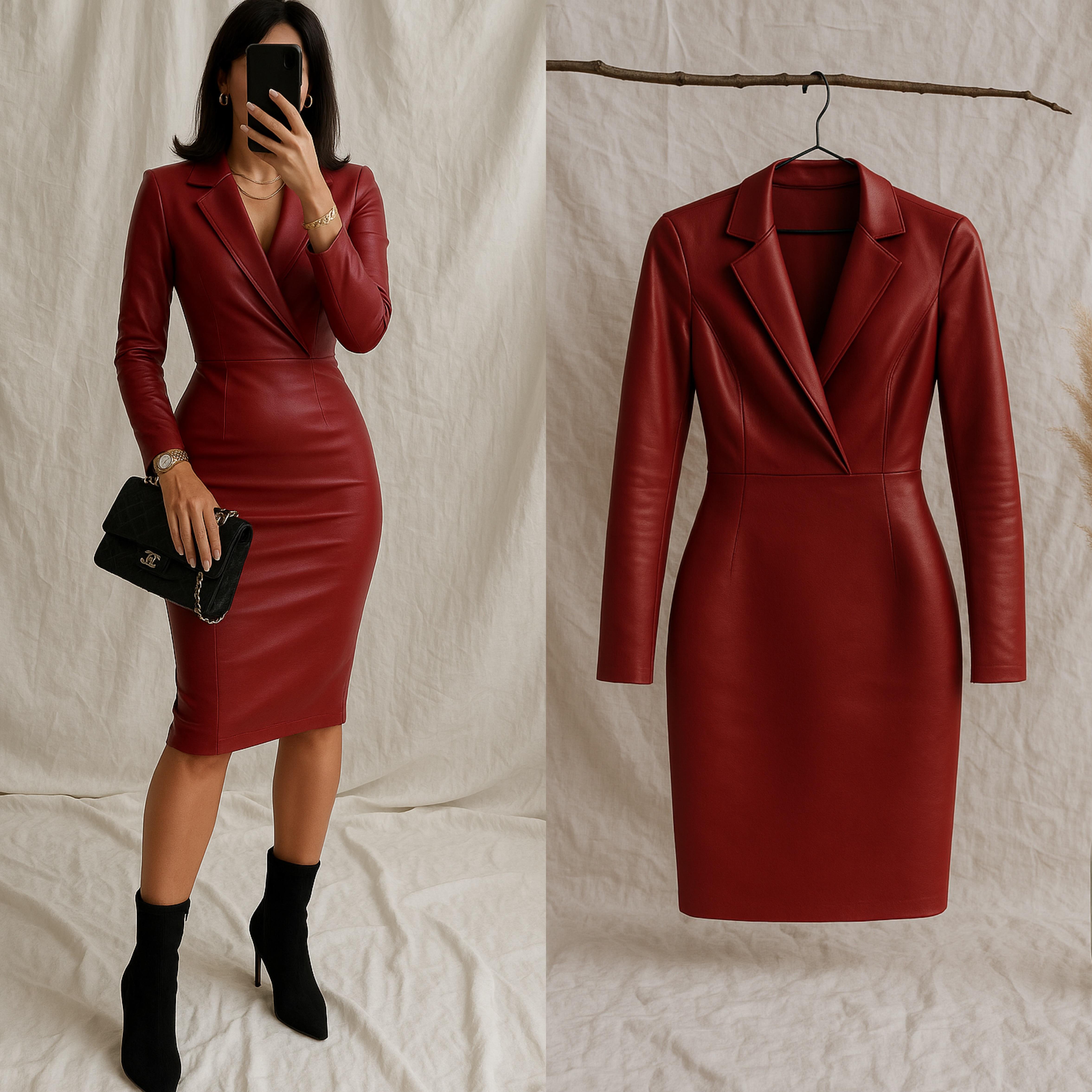 LIMMA ESNEK DERİ MİDİ ELBİSE