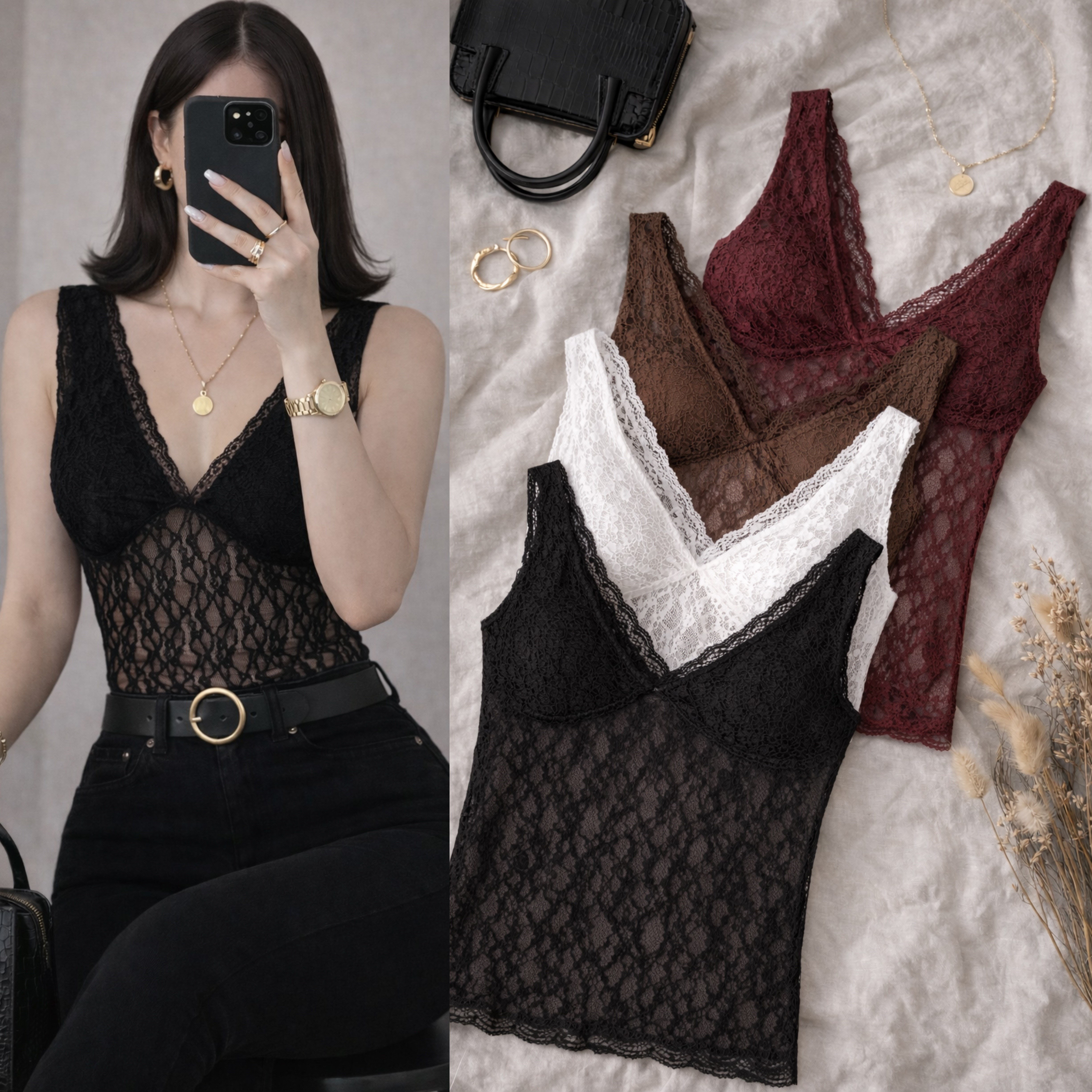 LINJ GÖĞÜS ASTARLI DOLGULU TÜL BLUZ