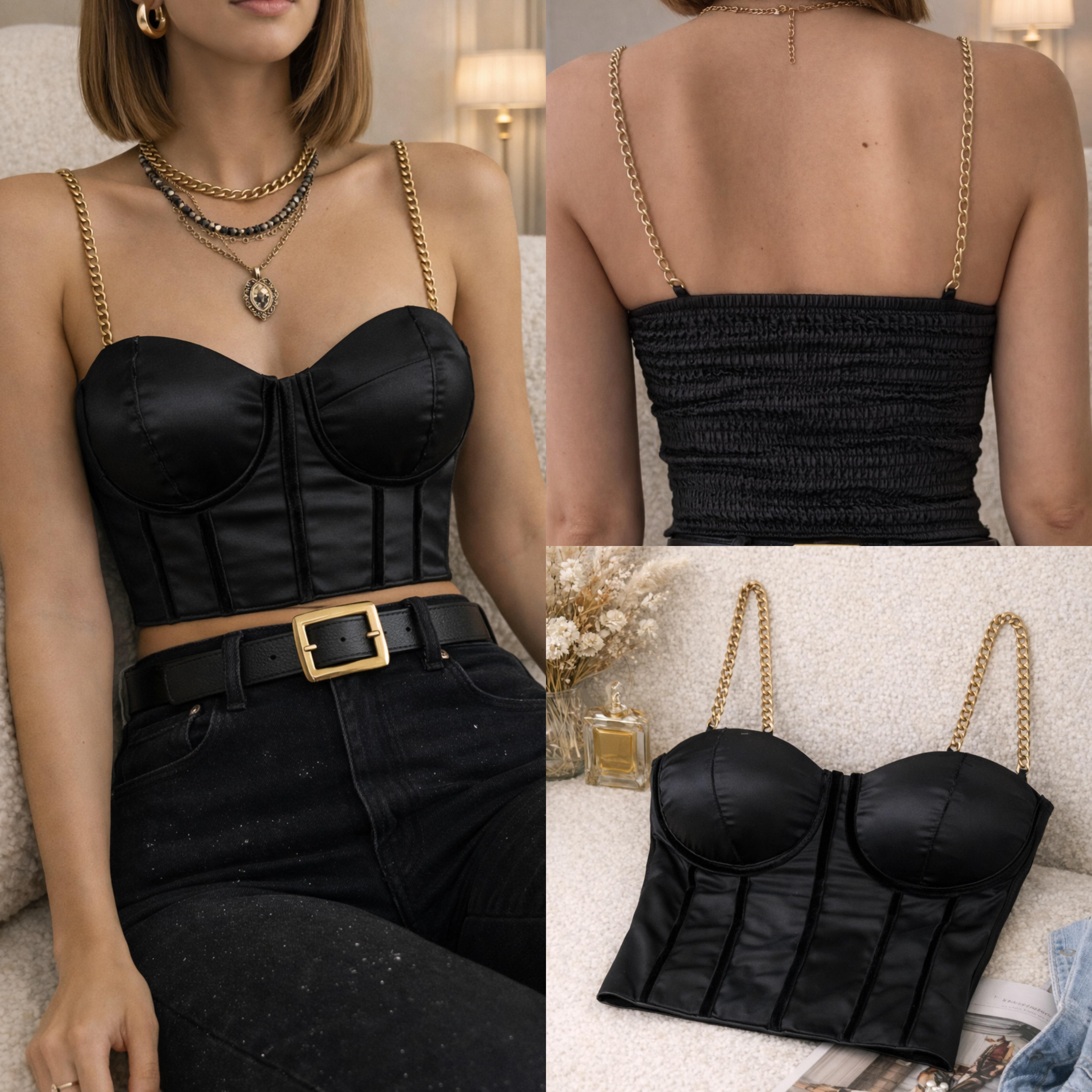MARLA DESTEKLİ ZİNCİR ASKILI BUSTİYER