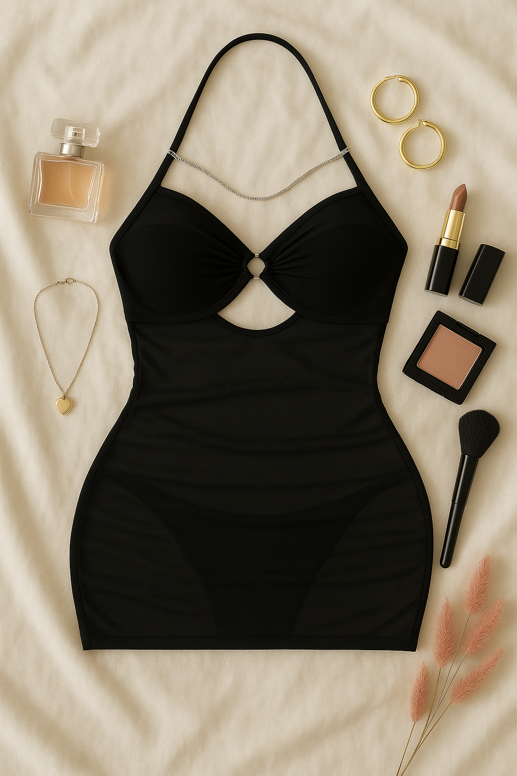 MIABLACK DOLGUSUZ AKSESUARLI TÜL GECELİK STRİNG TAKIM