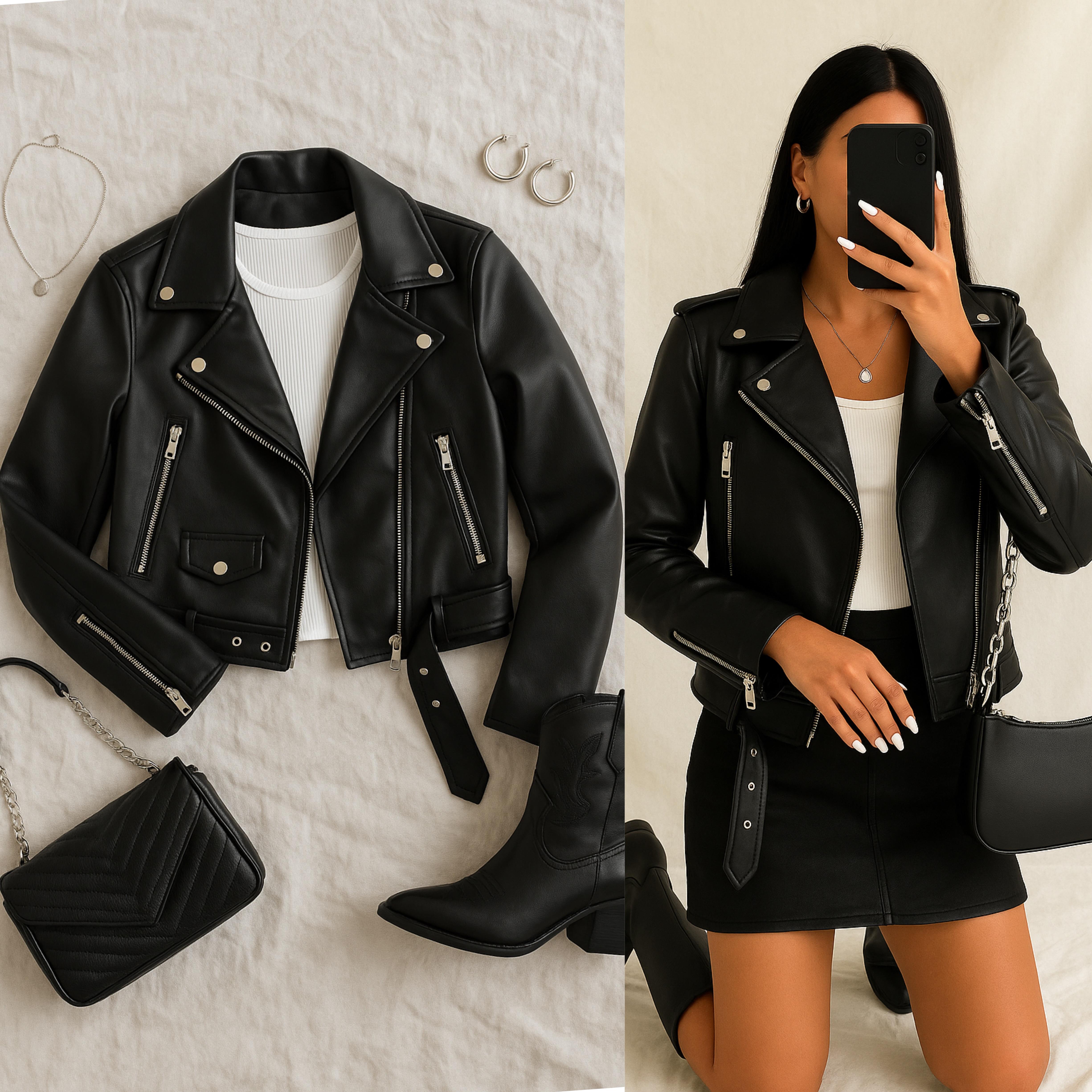 MOI BIKER DERİ CEKET 