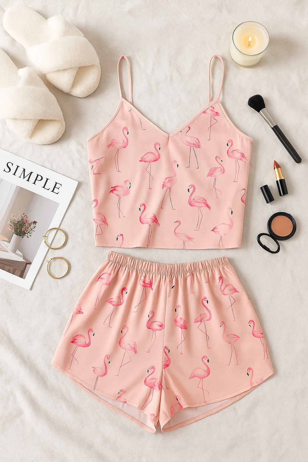 MYFLAMINGOS SATEN ŞORTLU TAKIM 