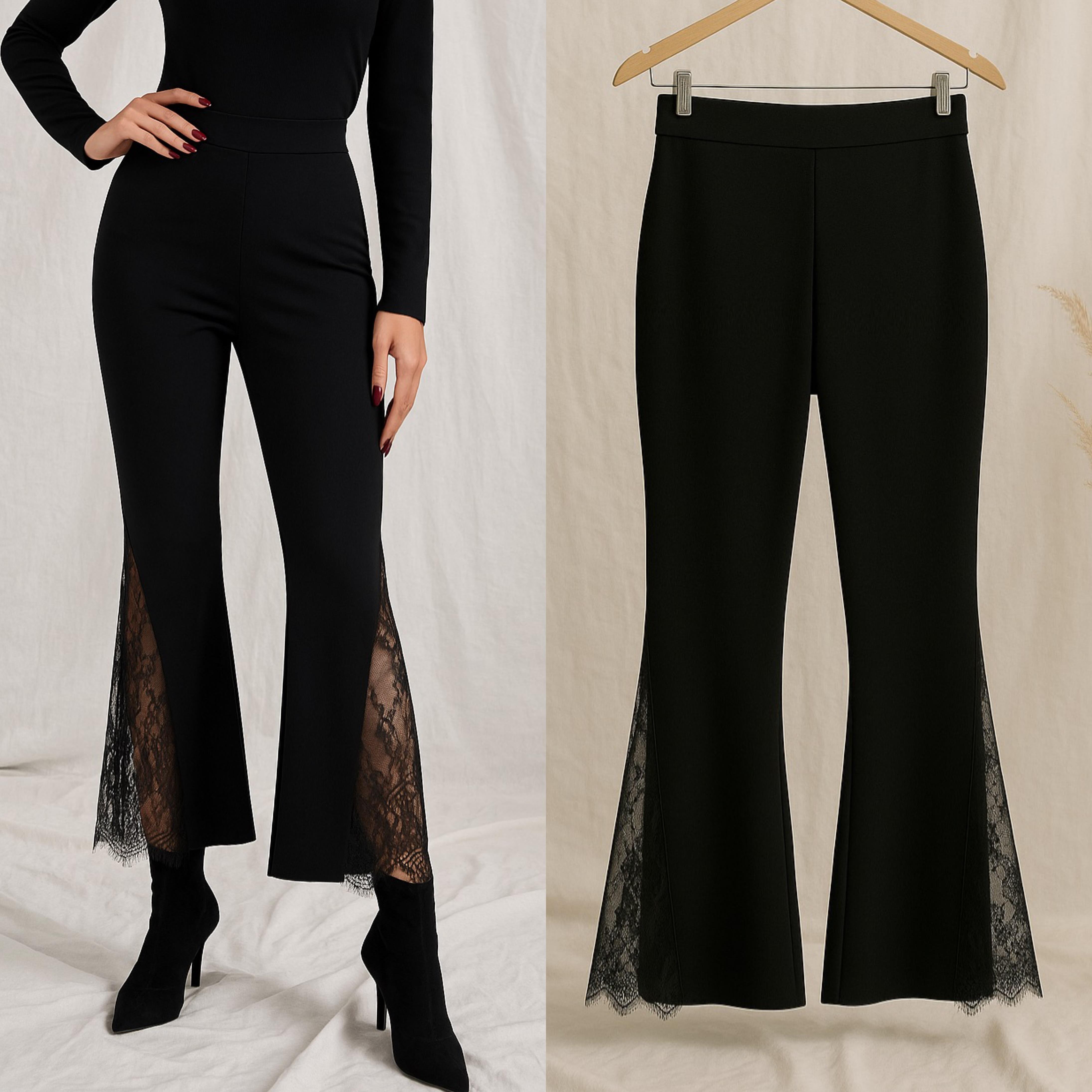 OLLA TOPARLAYICI SCUBA DANTELLİ TAYT PANTOLON