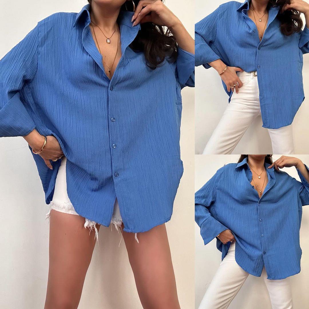 QPLUS OVERSIZE GÖMLEK MAVİ