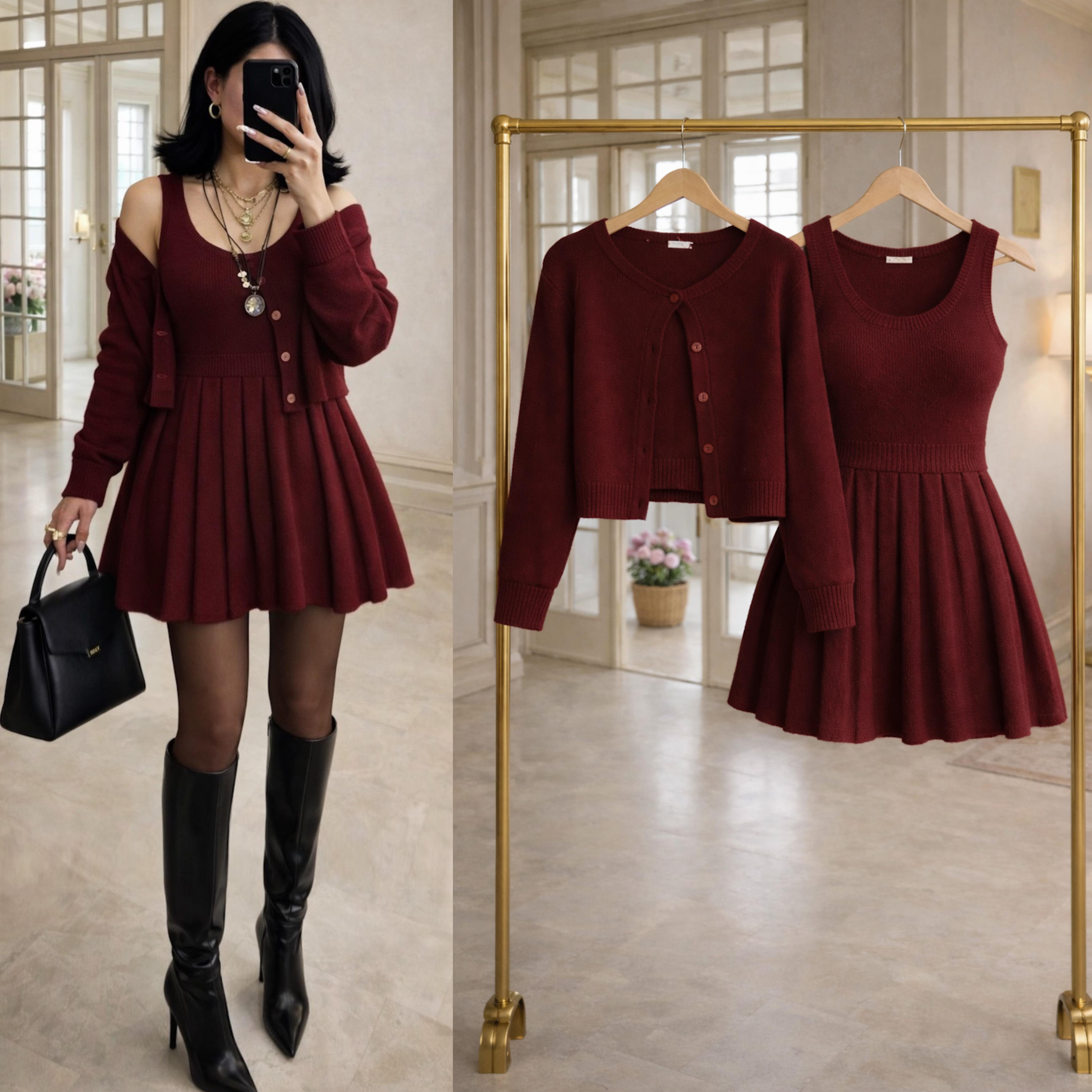 SOLIA TRİKO HIRKA ELBİSE TAKIM 