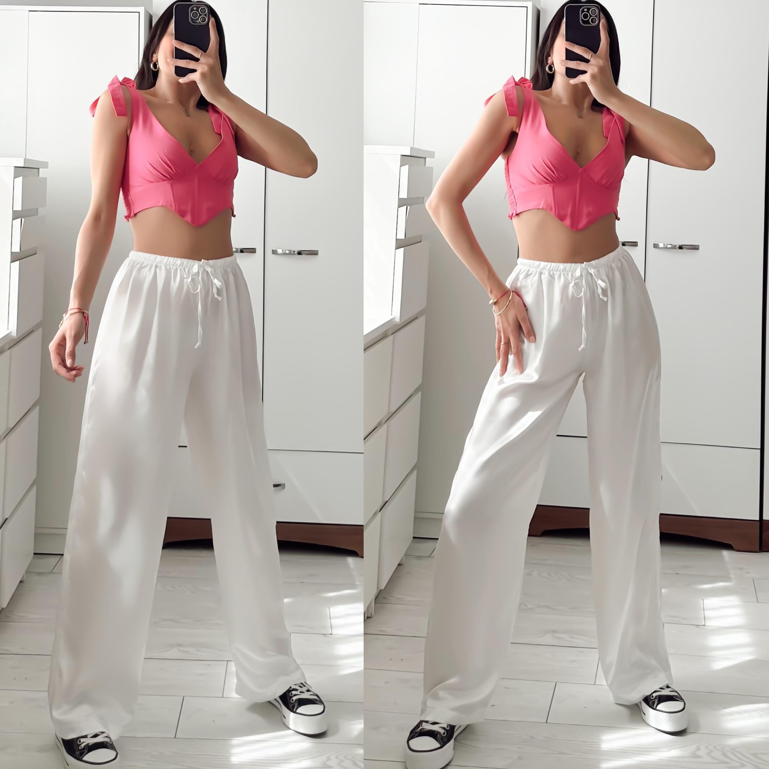 ZR SATEN İPLİ WIDE LEG PANTOLON