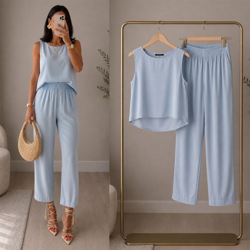 :ANBY BLUZ CEPLİ PANTOLON TAKIM