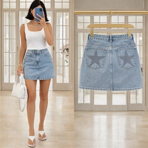 AZRY IŞILTILI İÇİ ŞORTLU ETEK