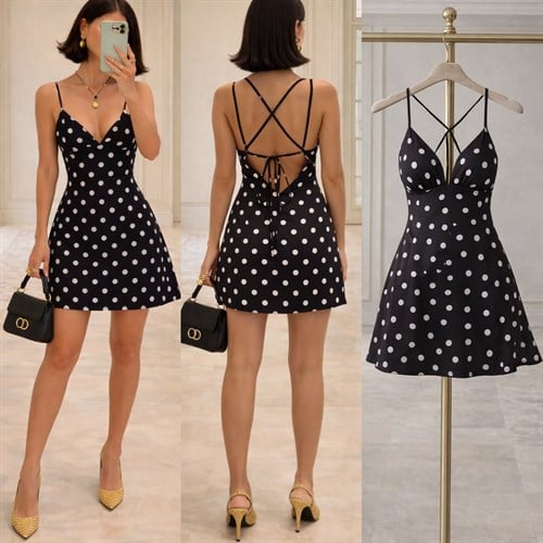 EMIDA SATEN PUANTİYELİ ELBİSE